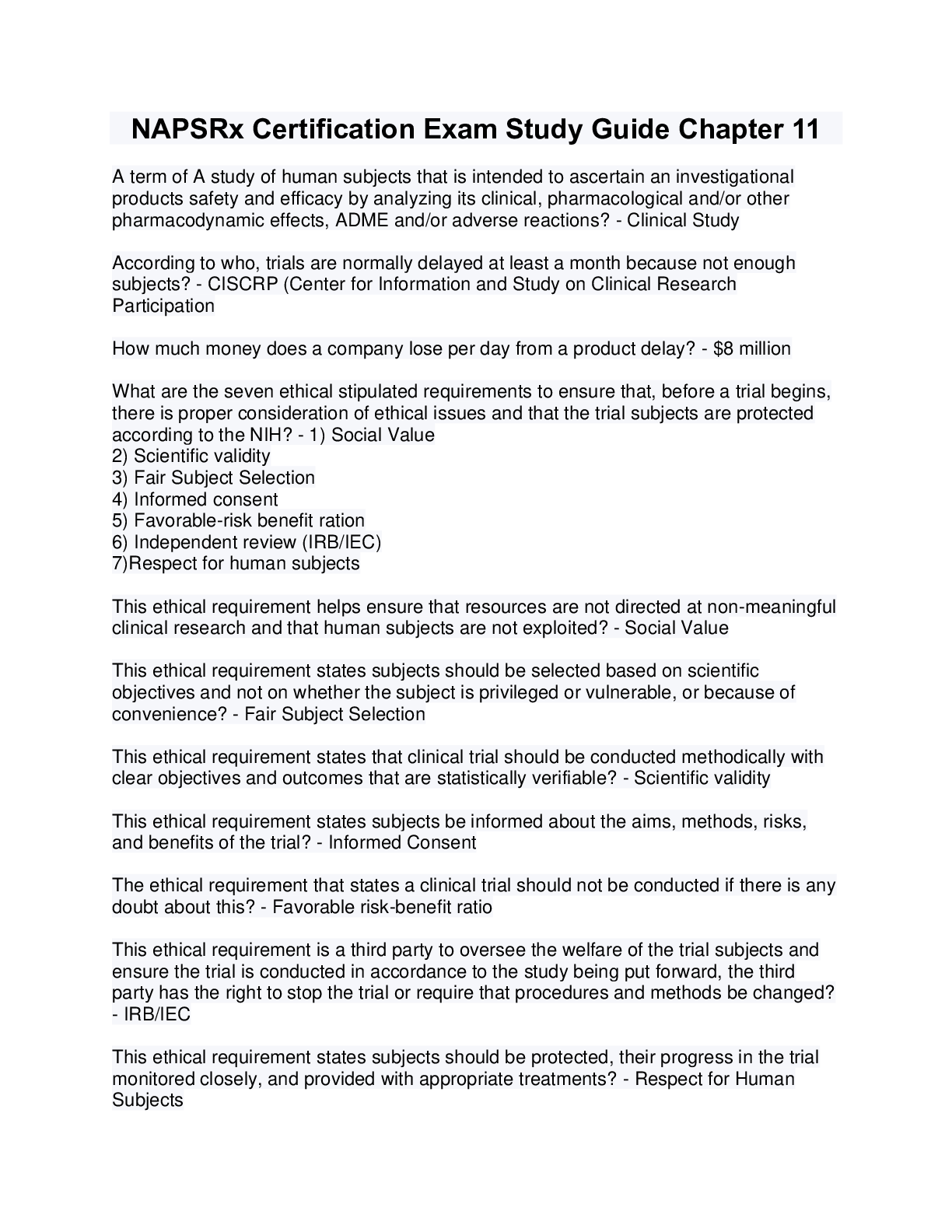 Preview image for NAPSRx Certification Exam Study Guide Chapter 11