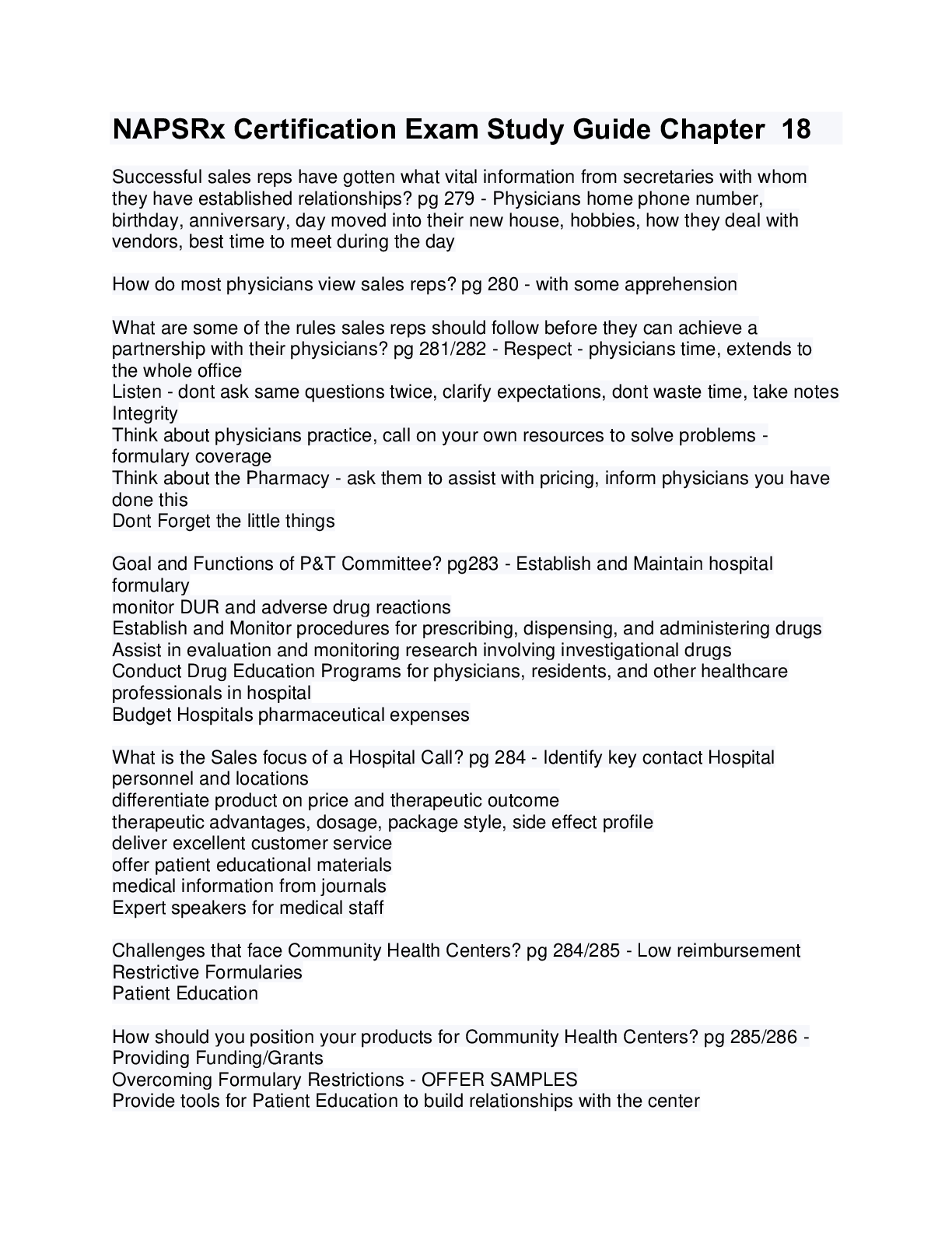 Preview image for NAPSRx Certification Exam Study Guide Chapter 18