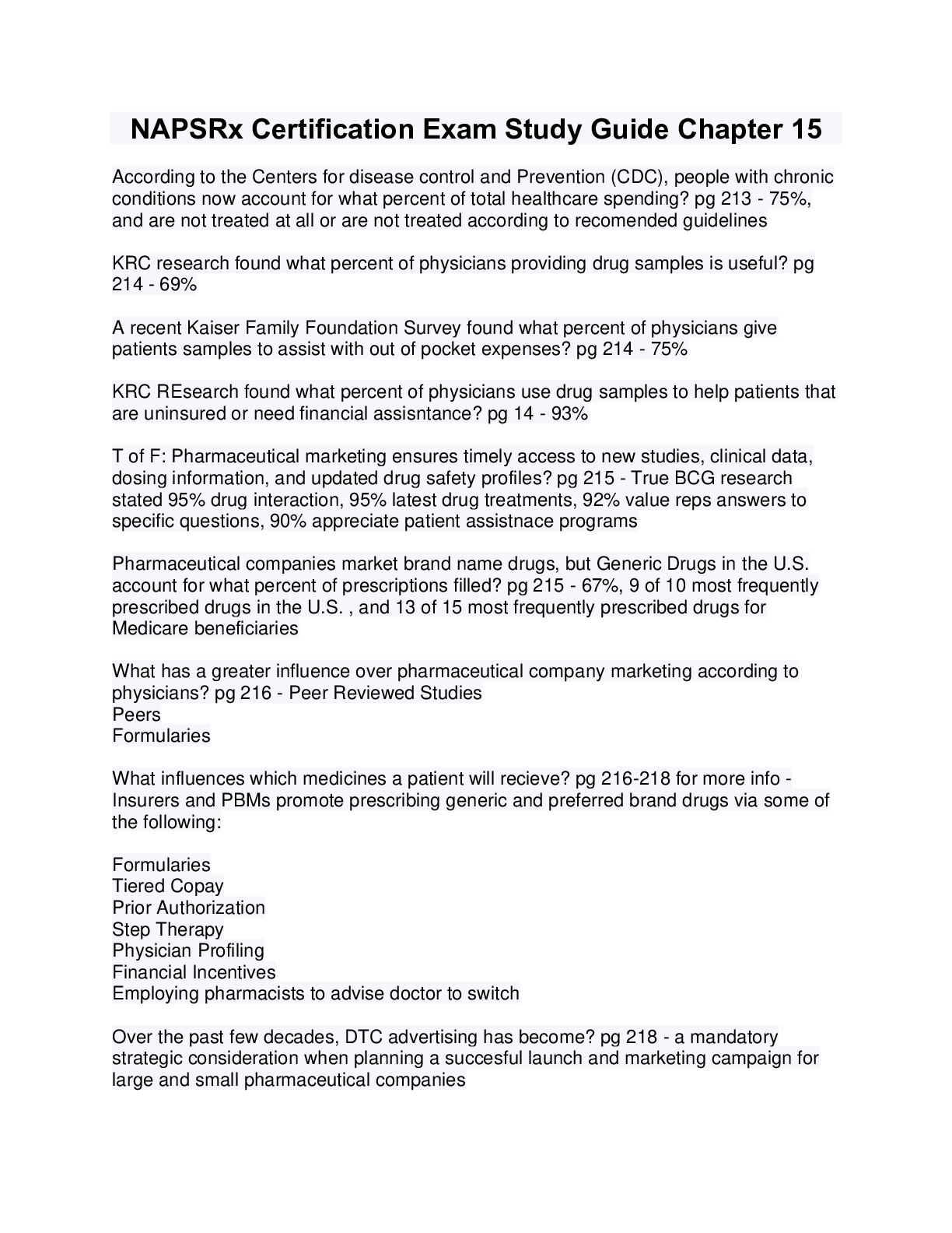 Preview image for NAPSRx Certification Exam Study Guide Chapter 15