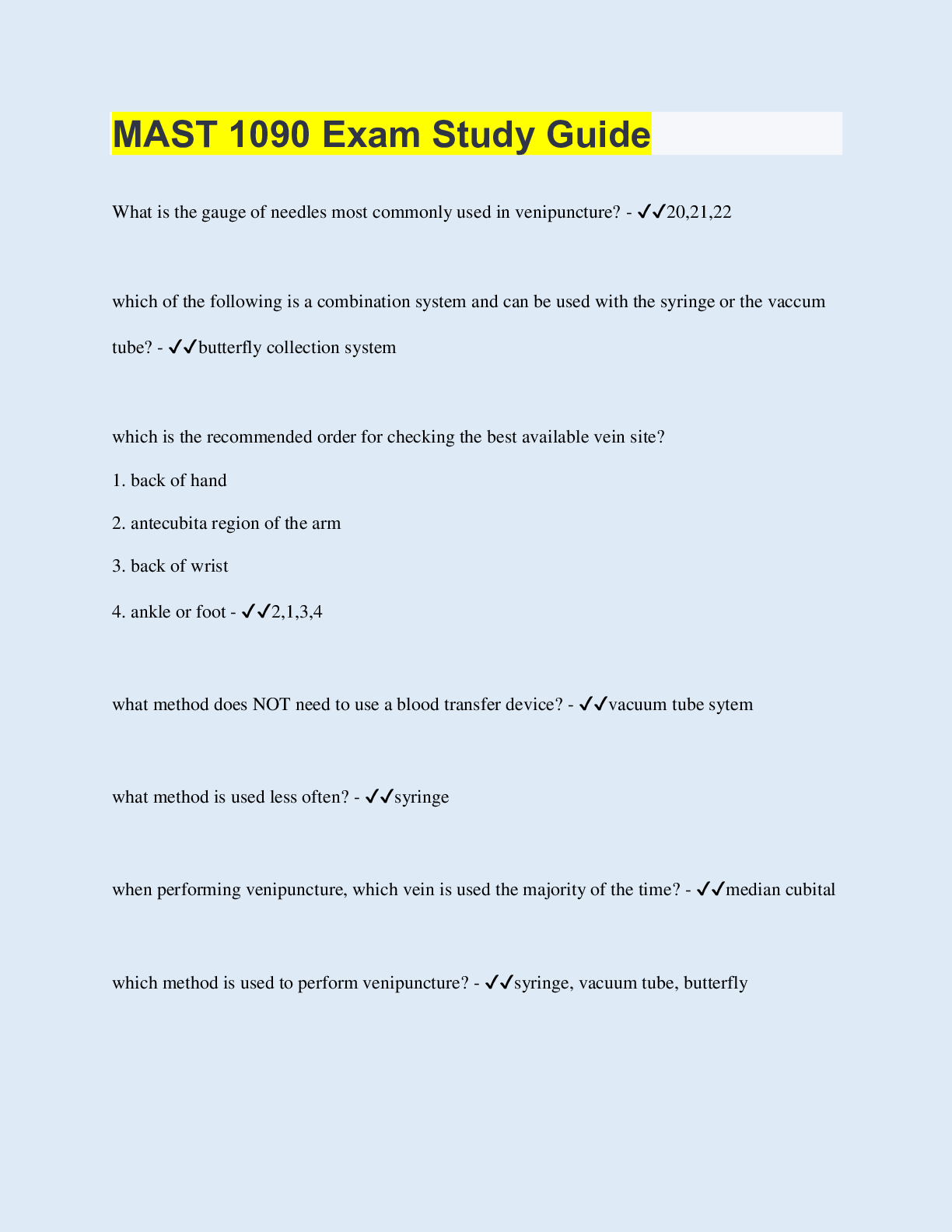 Preview image of MAST 1090 Exam Study Guide document