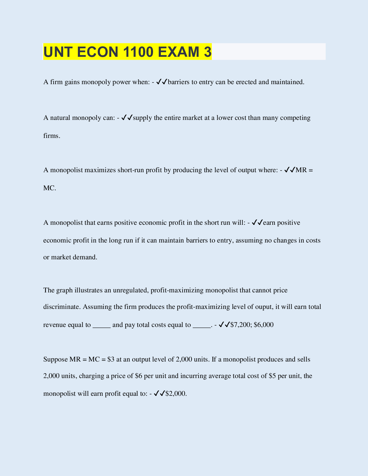 Preview image of UNT ECON 1100 EXAM 3 document