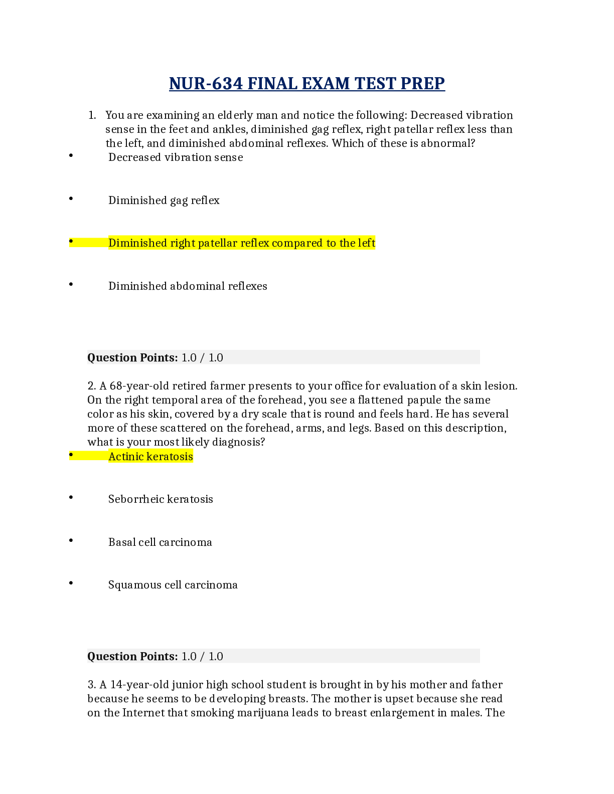 Preview image of NUR-634 FINAL EXAM TEST PREP document