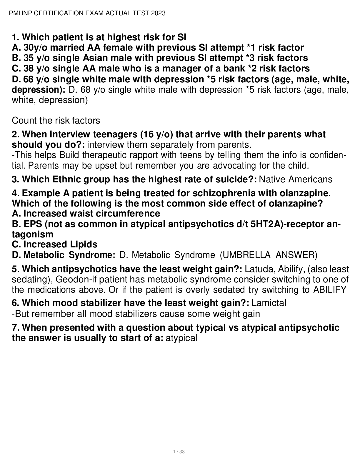 Preview image for PMHNP CERTIFICATION EXAM ACTUAL TEST 2023