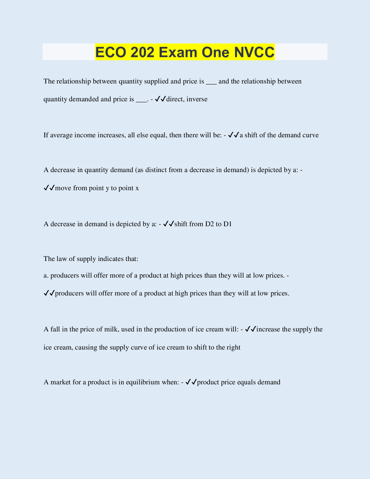 Preview of ECO 202 Exam One NVCC