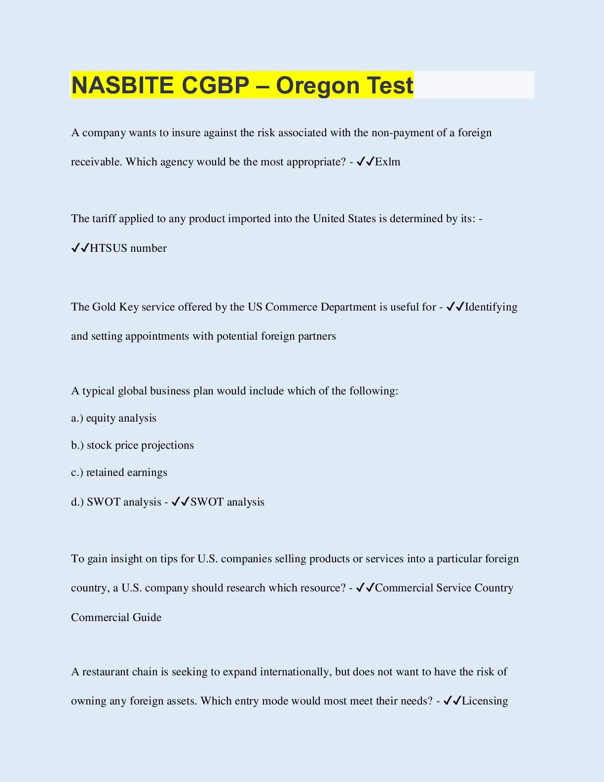 Preview image of NASBITE CGBP – Oregon Test document