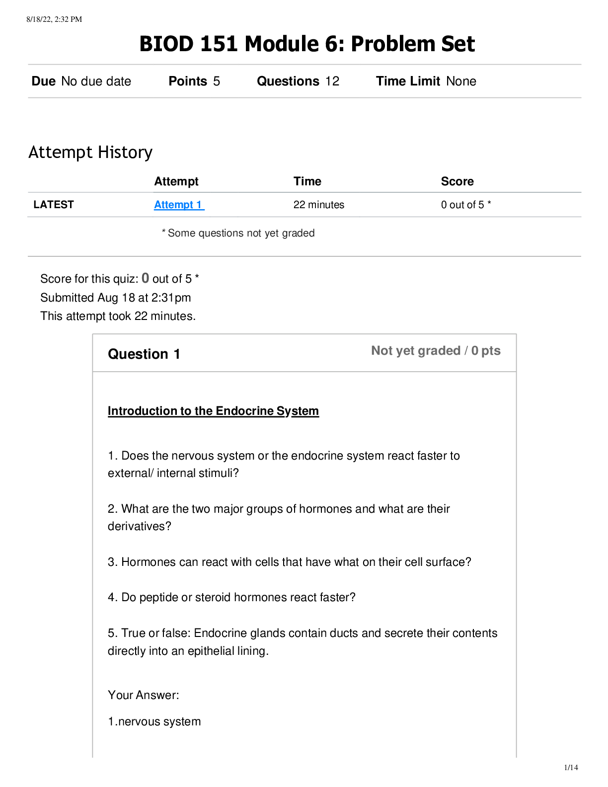 Preview image for BIOD 151 Module 6: Problem Set