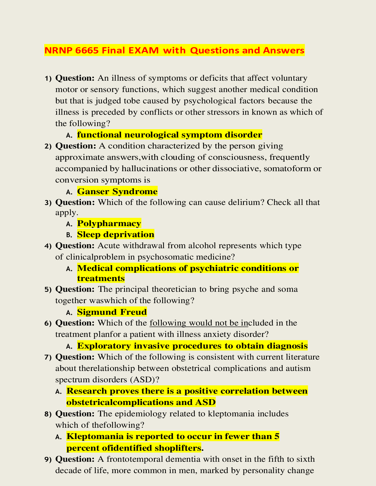 Preview image for NRNP 6665 Final EXAM with Questions and Answers