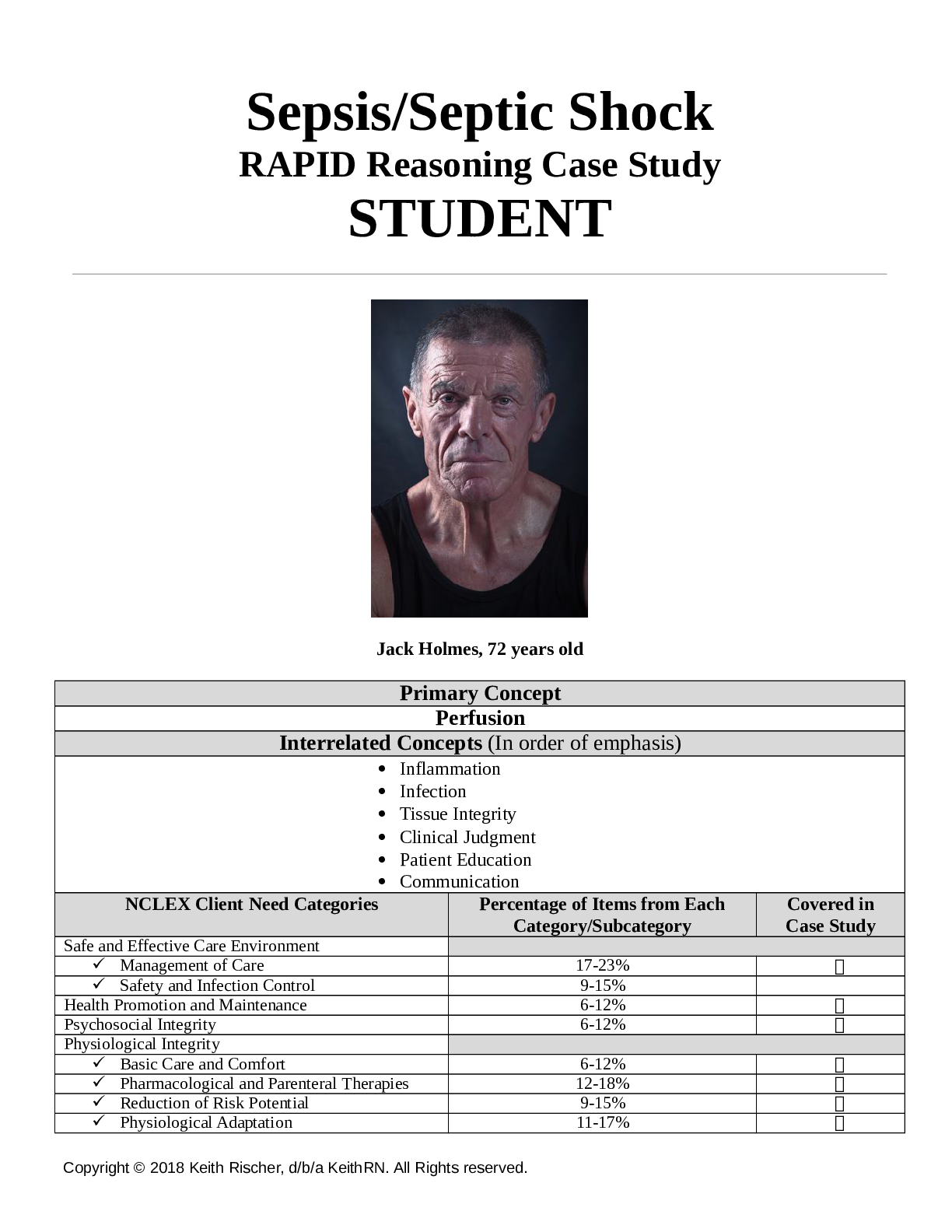 Preview image of Sepsis/Septic Shock Rapid Reasoning Case Study with Complete Solutions. document