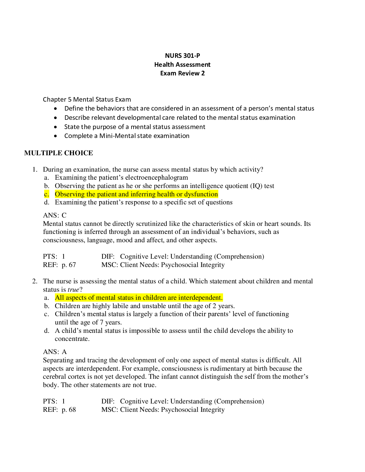 Preview image for NURS 301-P Health Assessment