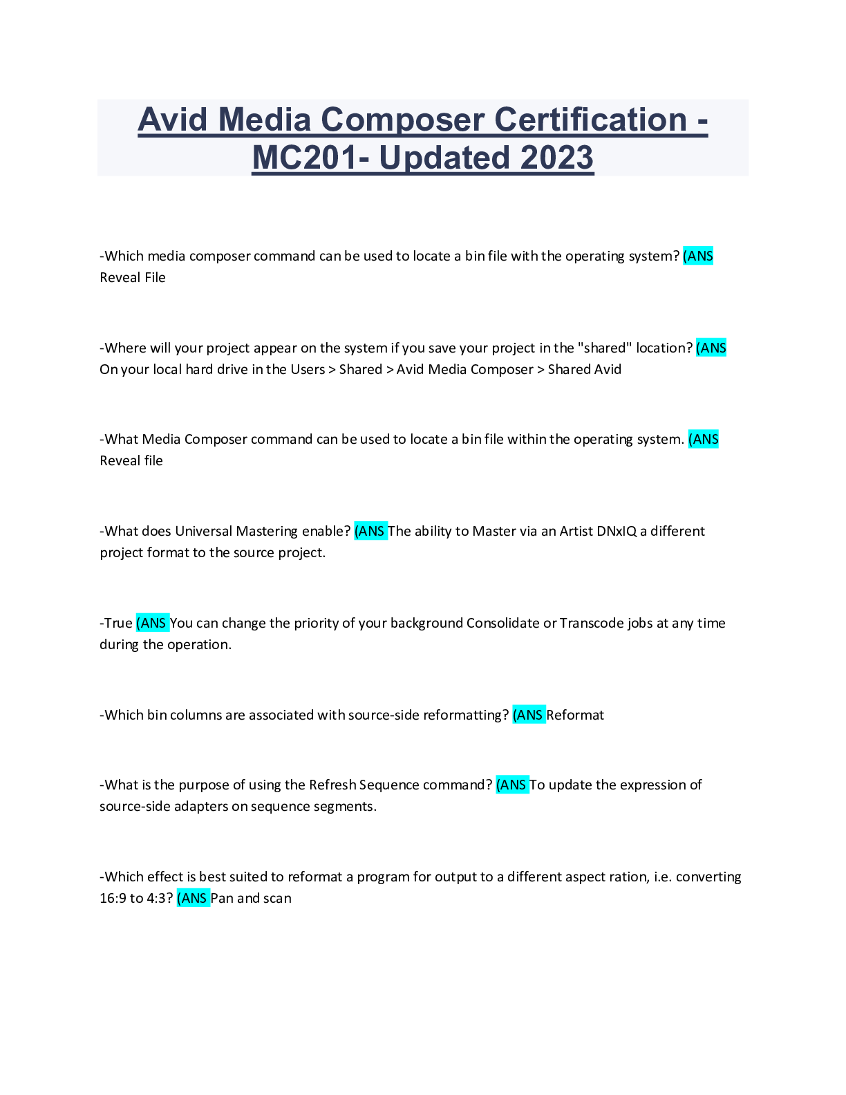 Preview image for Avid Media Composer Certification - MC201- Updated 2023