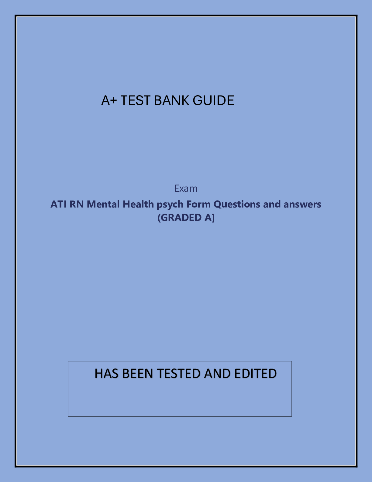 Preview of ATI RN Mental Health psych Form Questions and answers