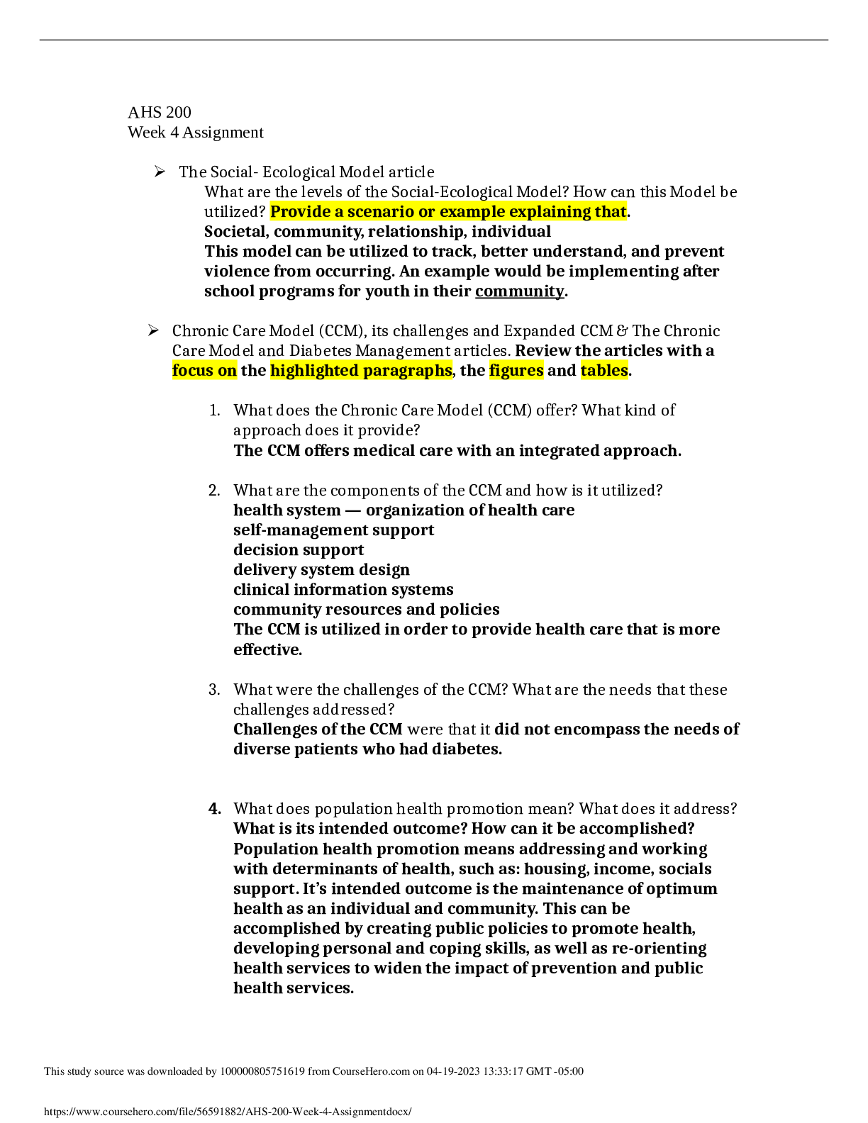 Preview image of AHS 200 Week 4 Assignment document