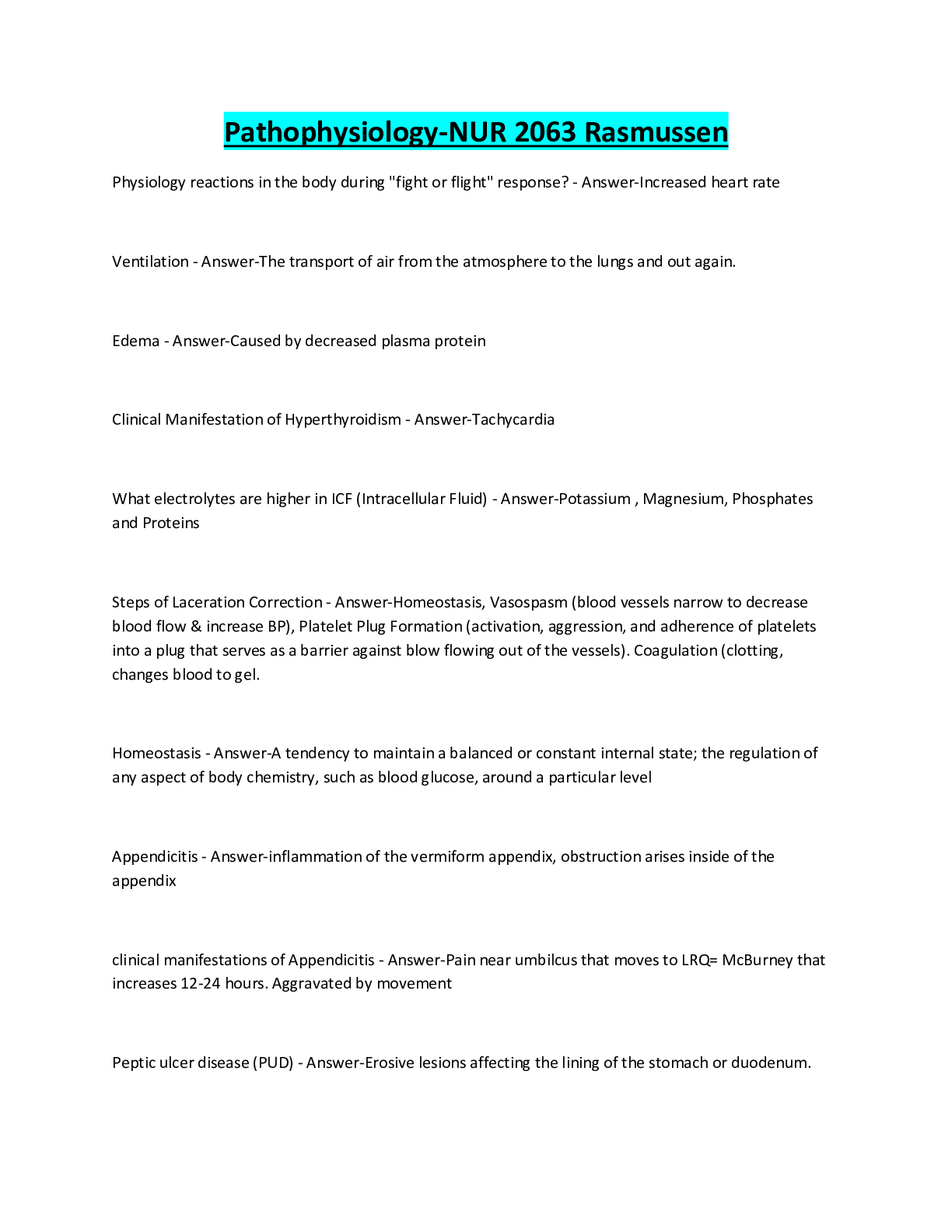 Preview image for Pathophysiology-NUR 2063 Rasmussen