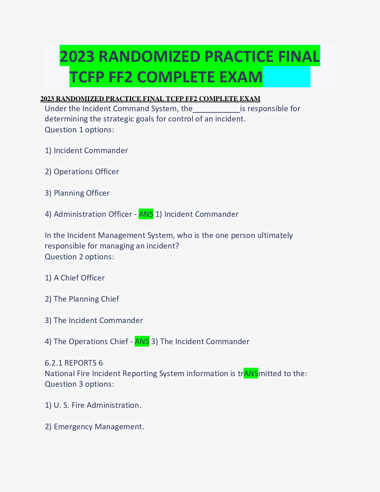 Preview image of 2023 RANDOMIZED PRACTICE FINAL TCFP FF2 COMPLETE EXAM document