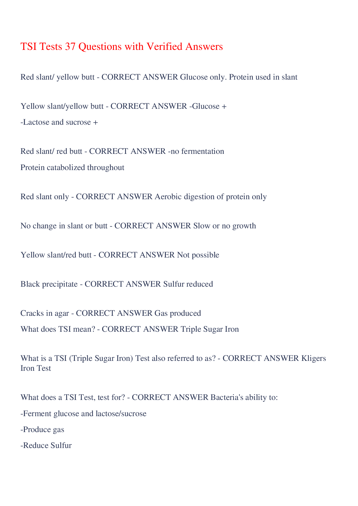 Preview of TSI Tests 37 Questions with Verified Answers,100% CORRECT