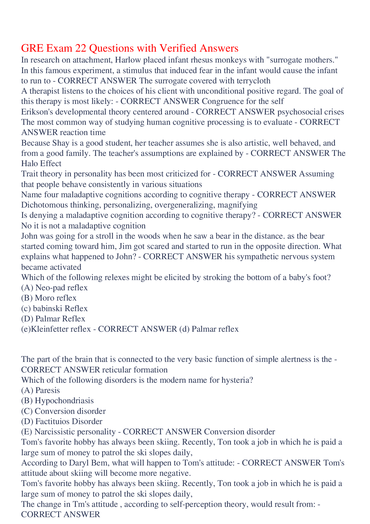 Preview image for GRE Exam 22 Questions with Verified Answers,100% CORRECT