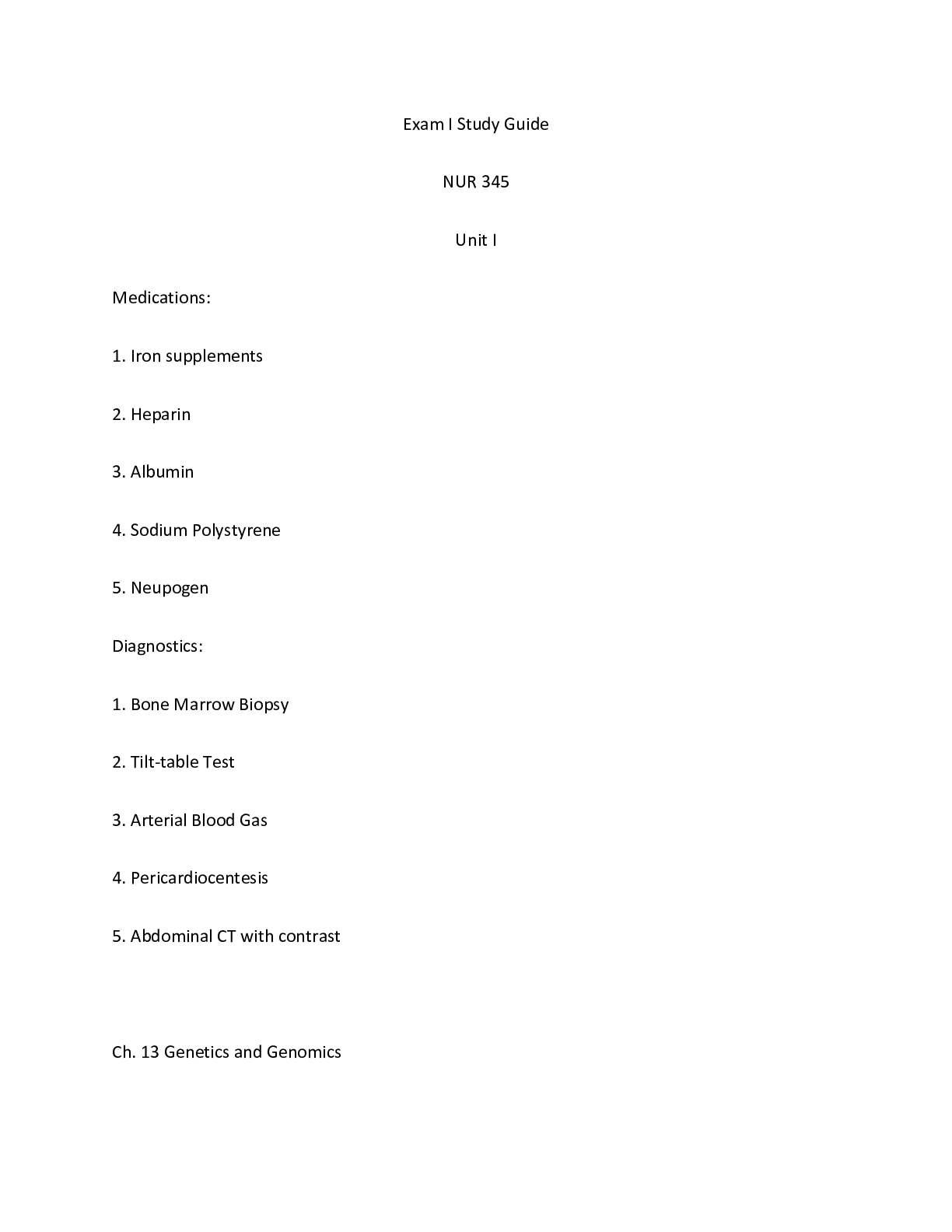 Preview image for Adult Health II Final Exam 1 Study Guide