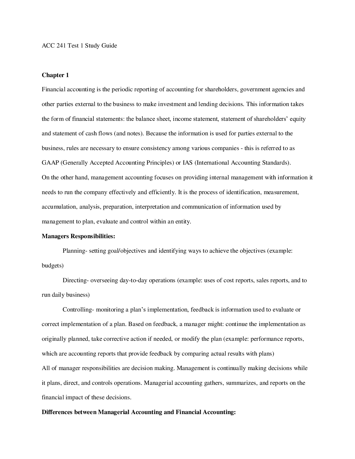 Preview image for ACC 241 Test 1 Study Guide