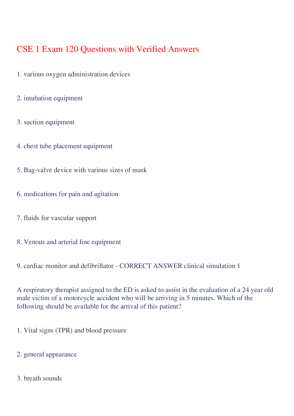 Preview image for CSE 1 Exam 120 Questions with Verified Answers,100% CORRECT