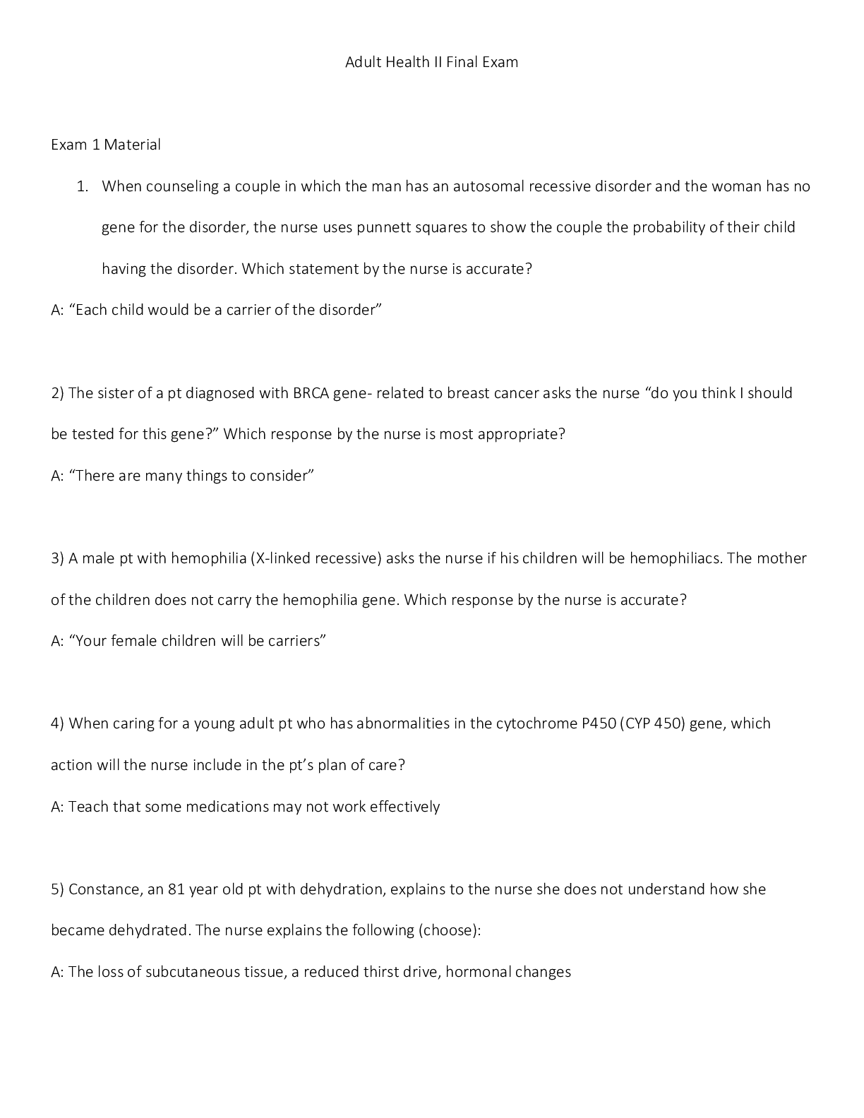 Preview image for Adult Health II Final Exam