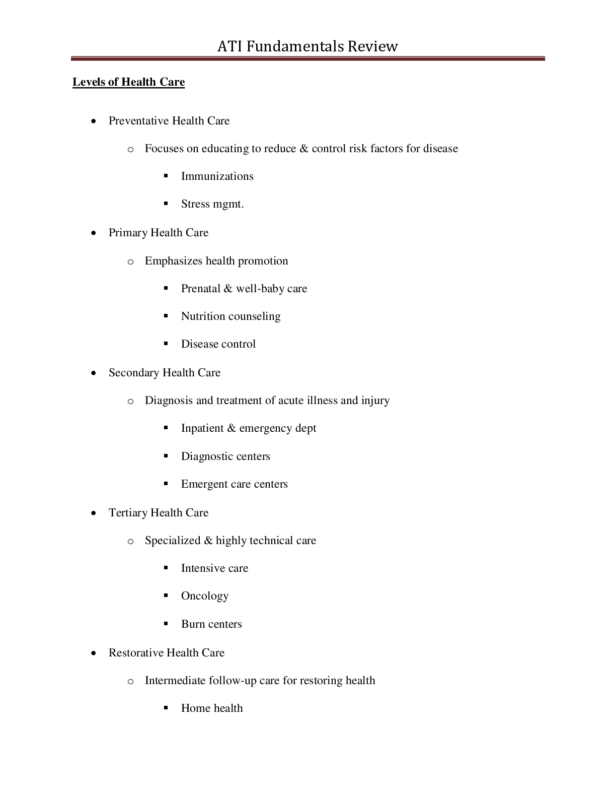 Preview image of ATI Fundamentals Review.pdf document