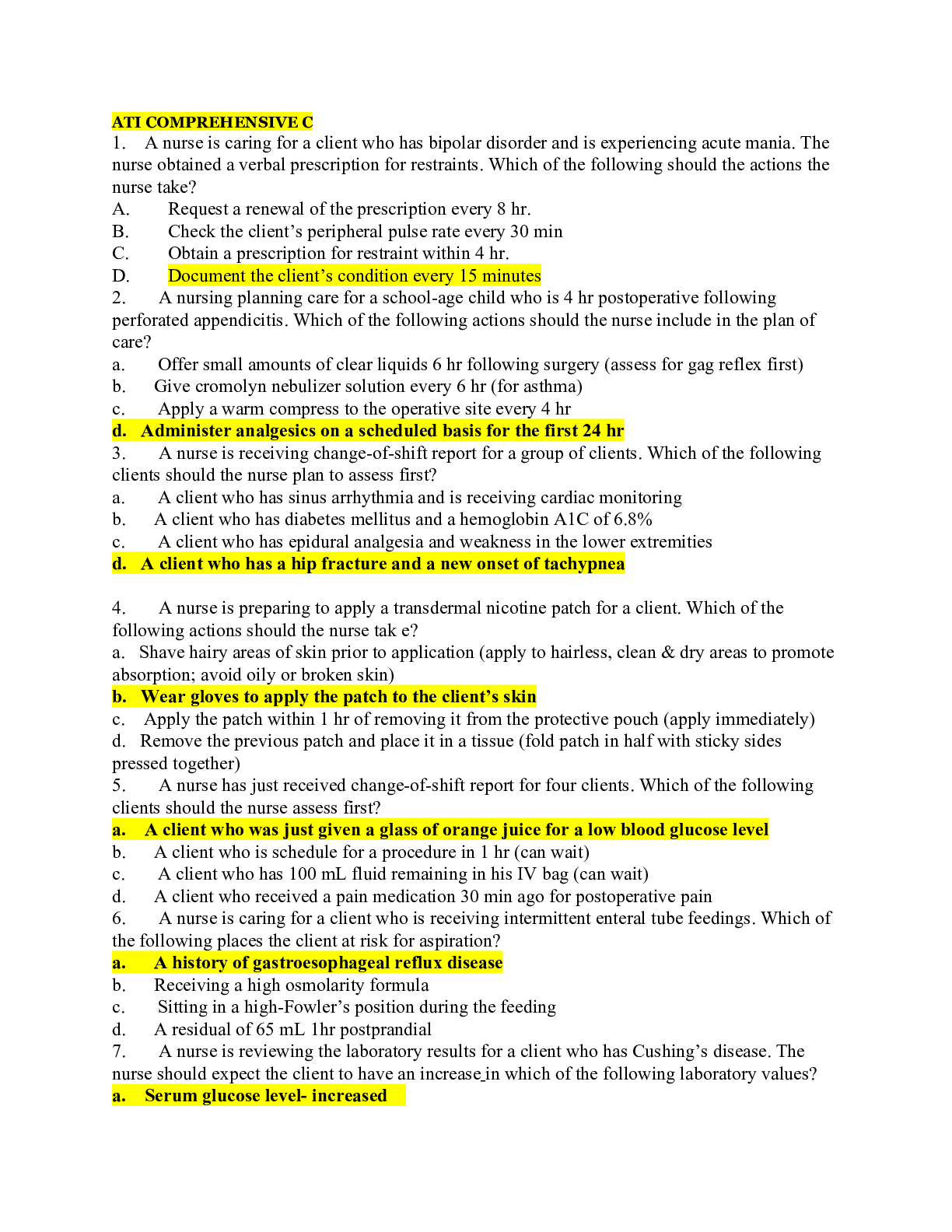 ATI COMPREHENSIVE 2019 C
