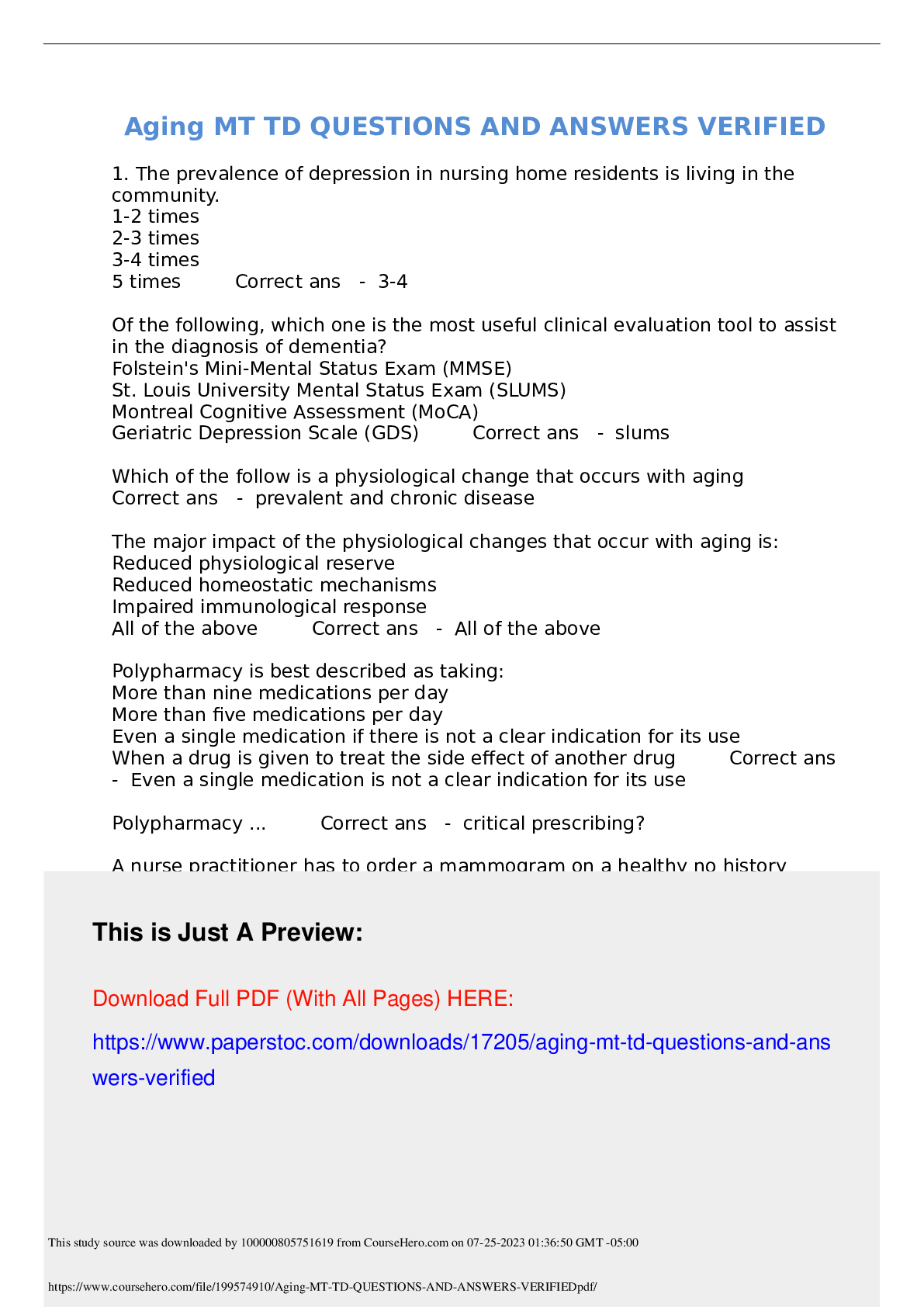 Preview of Aging_MT_TD_QUESTIONS_AND_ANSWERS_VERIFIED