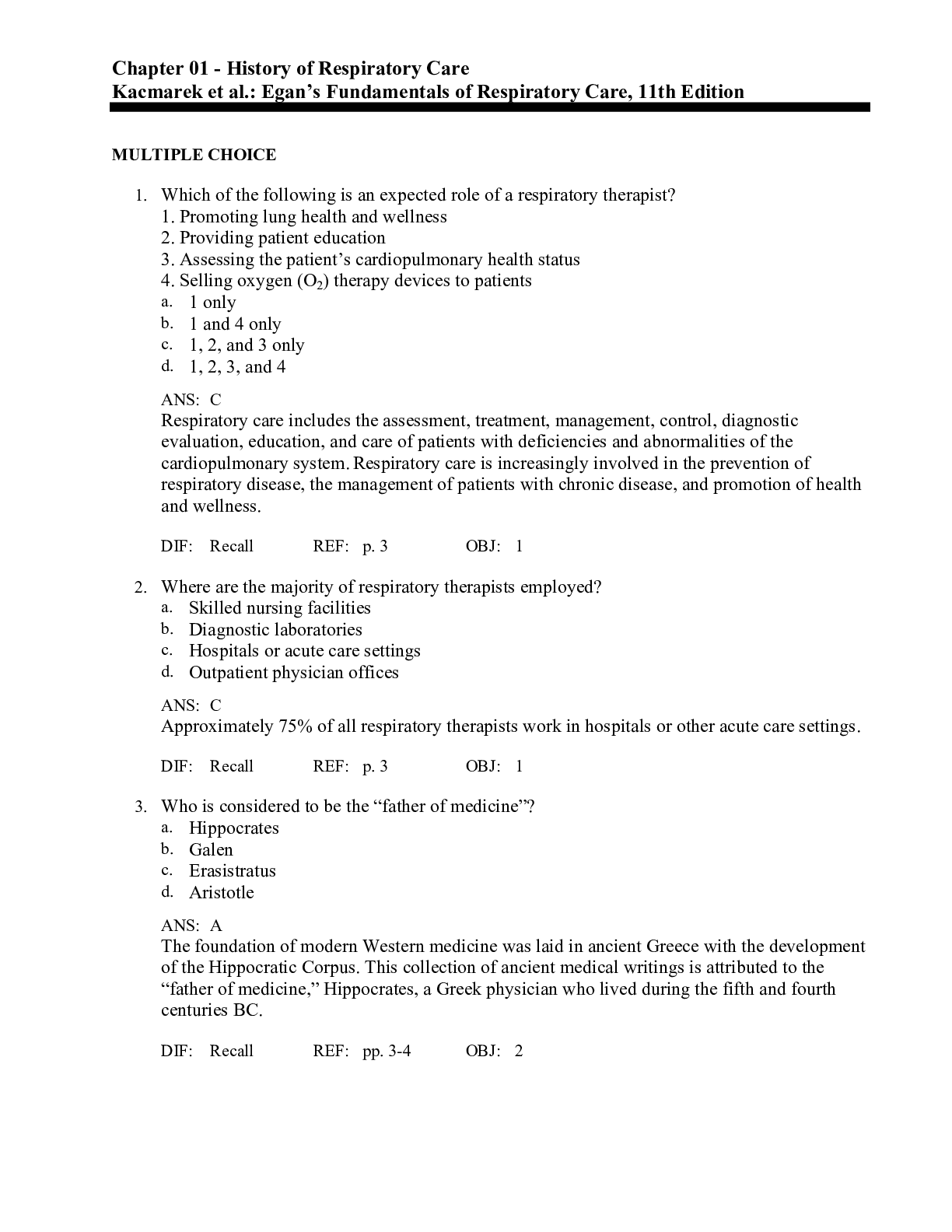 Preview image for Test Bank for Egan’s Fundamentals of Respiratory Care 12th Edition ,Complete Guide