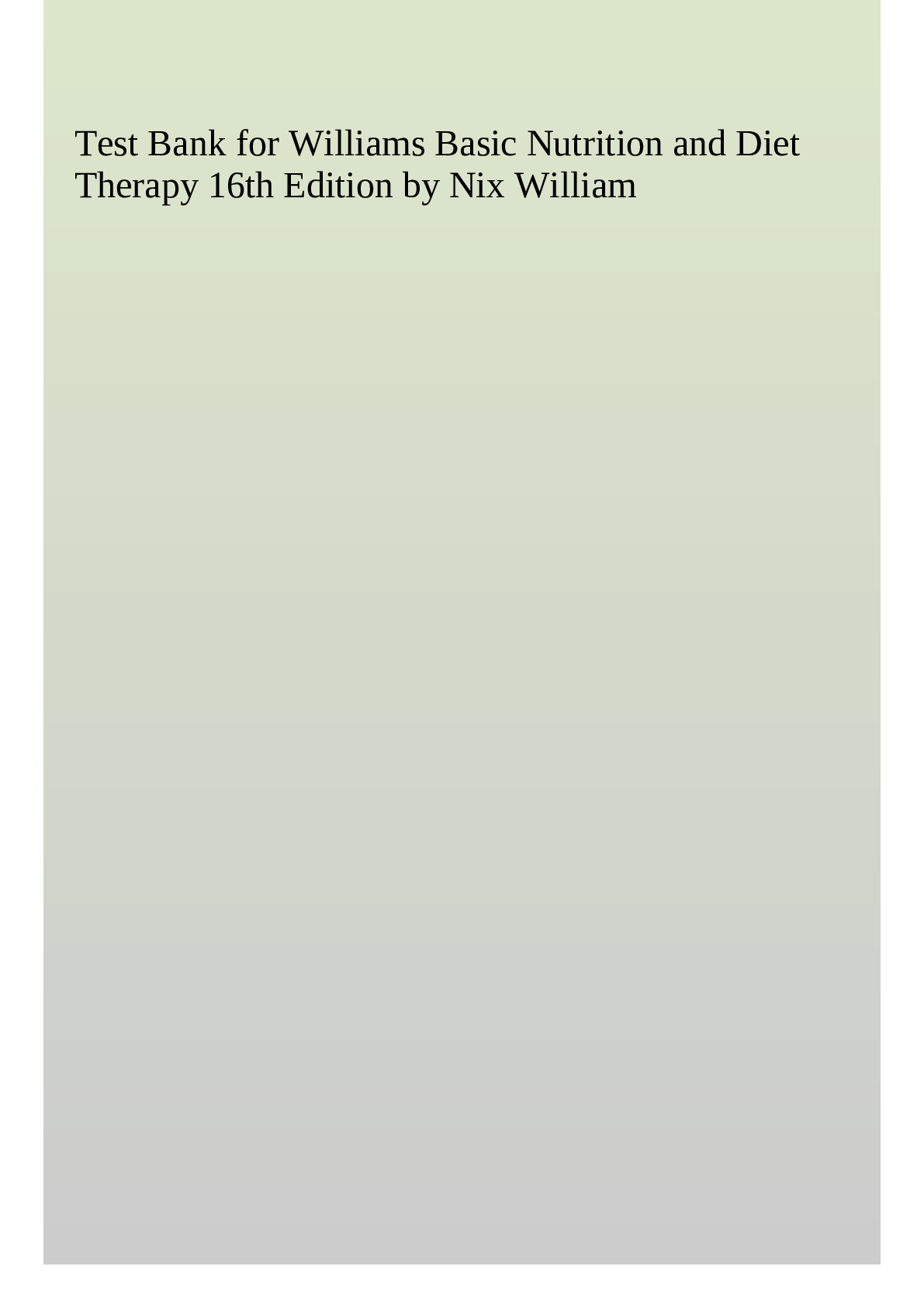 Preview image for Test Bank For Basic Nutrition Diet Therapy 16th edition