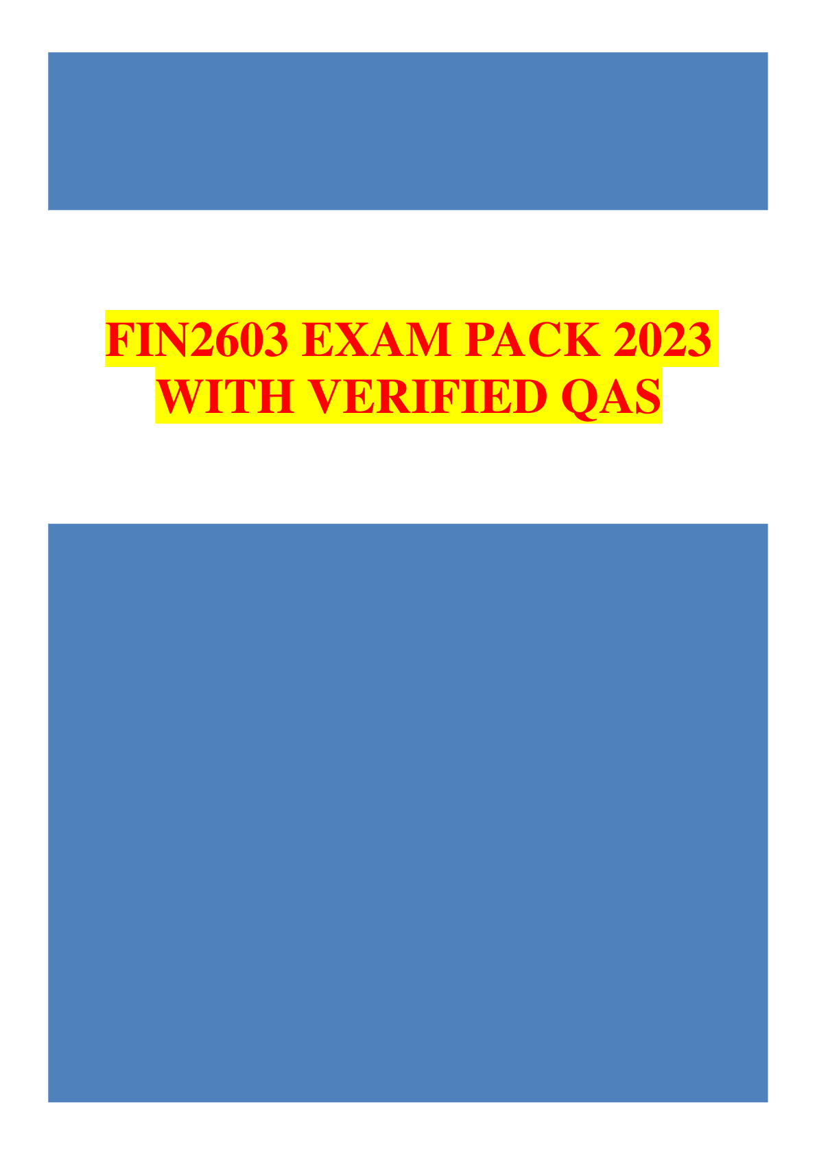 Preview image for FIN2603 EXAM PACK 2023