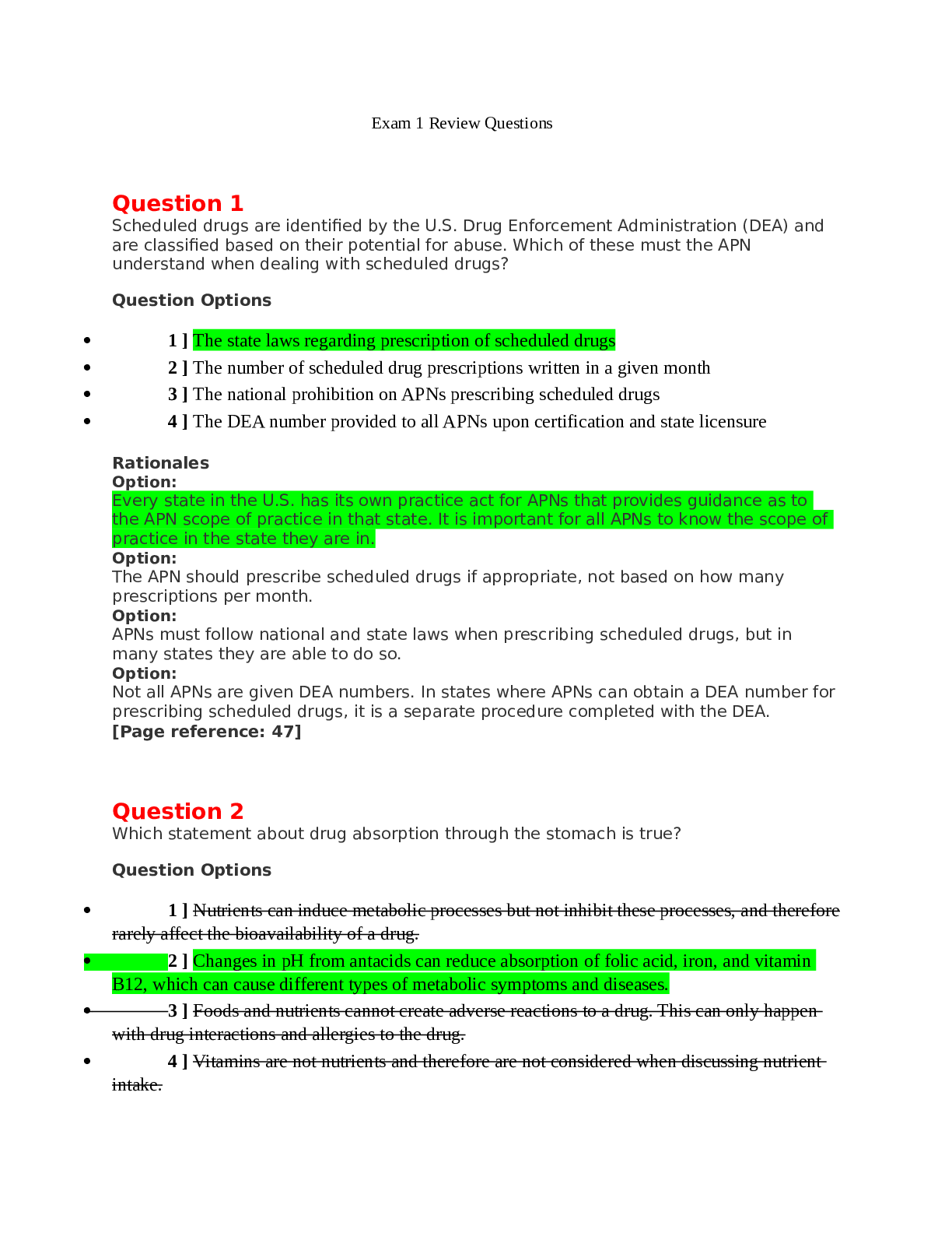 Preview of NURS 615 Exam 1 Review Questions