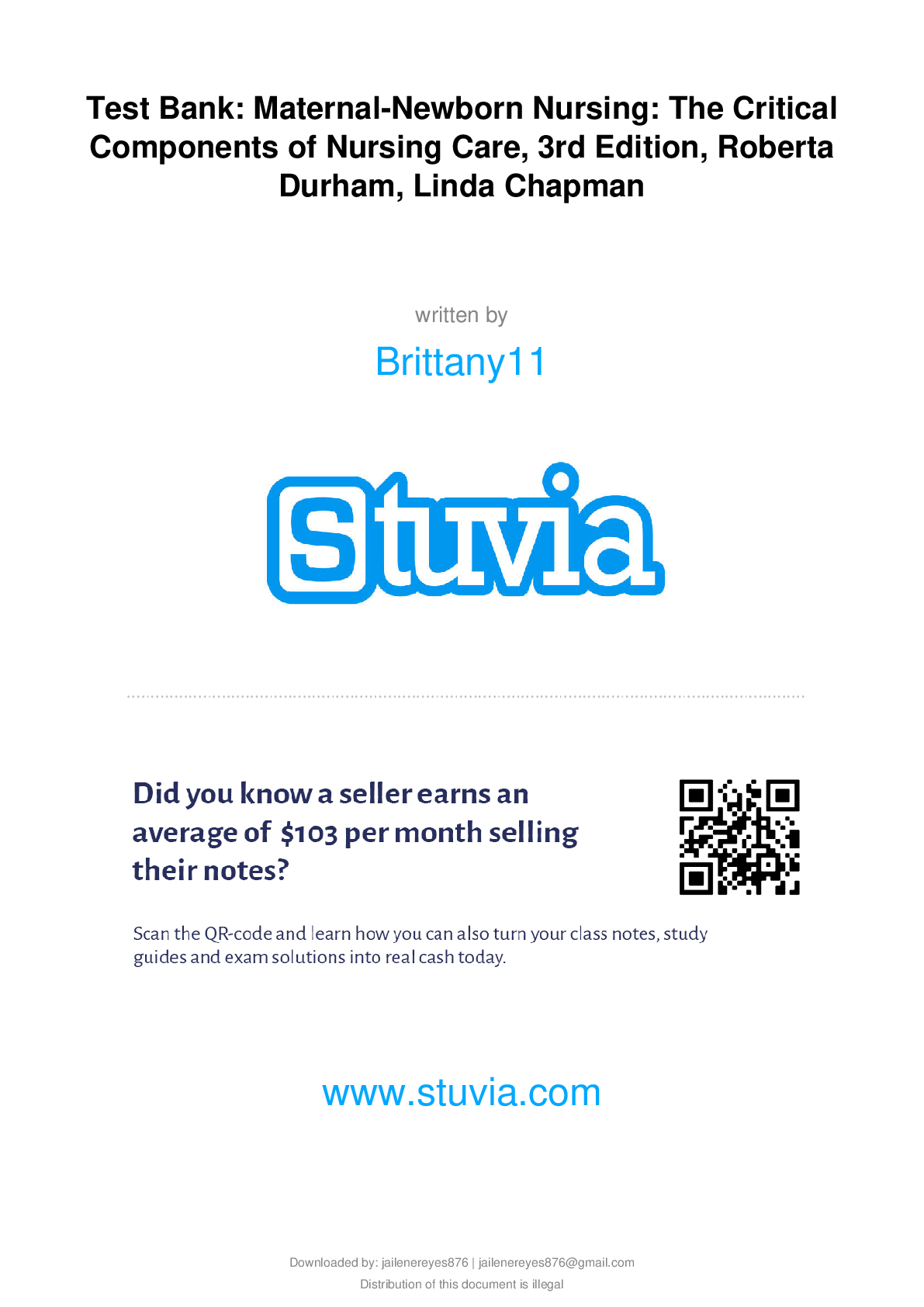 Preview image for Test Bank: Maternal-Newborn Nursing: The Critical Components of Nursing Care, 3rd Edition, Roberta Durham, Linda Chapman