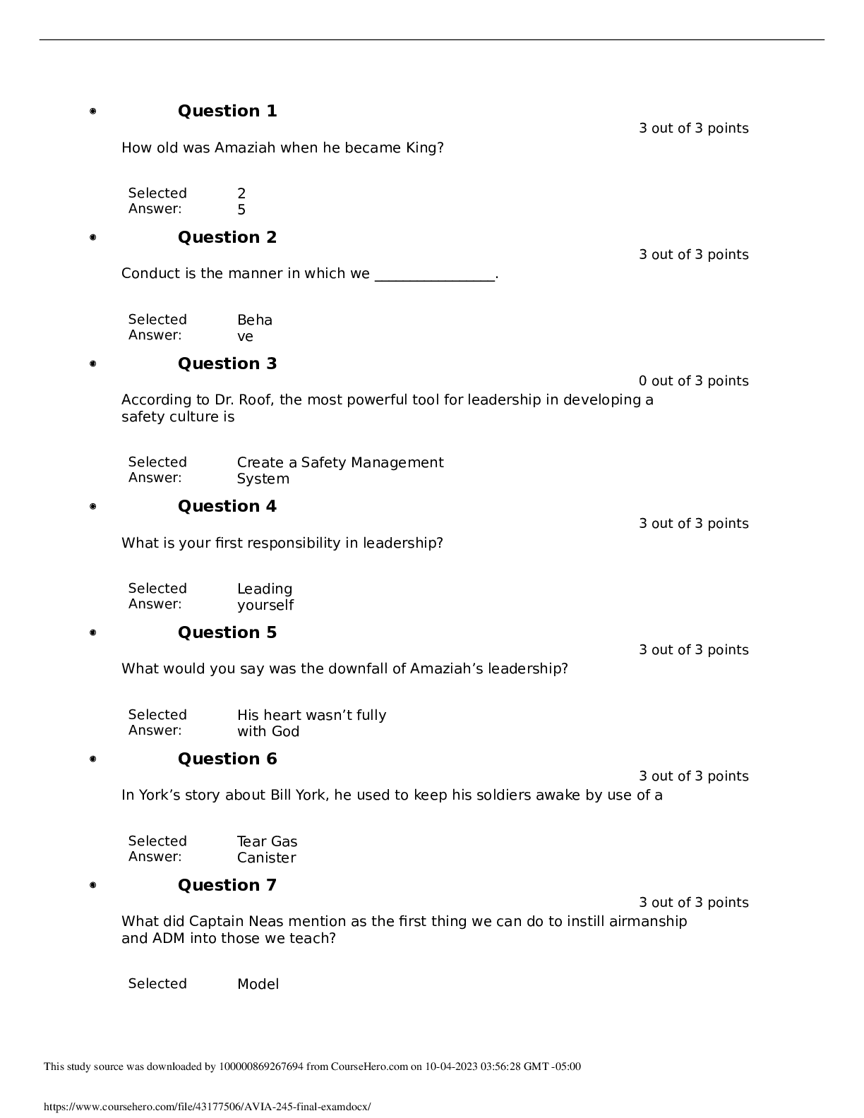 Preview of AVIA 245 FINAL EXAM COMPLETE