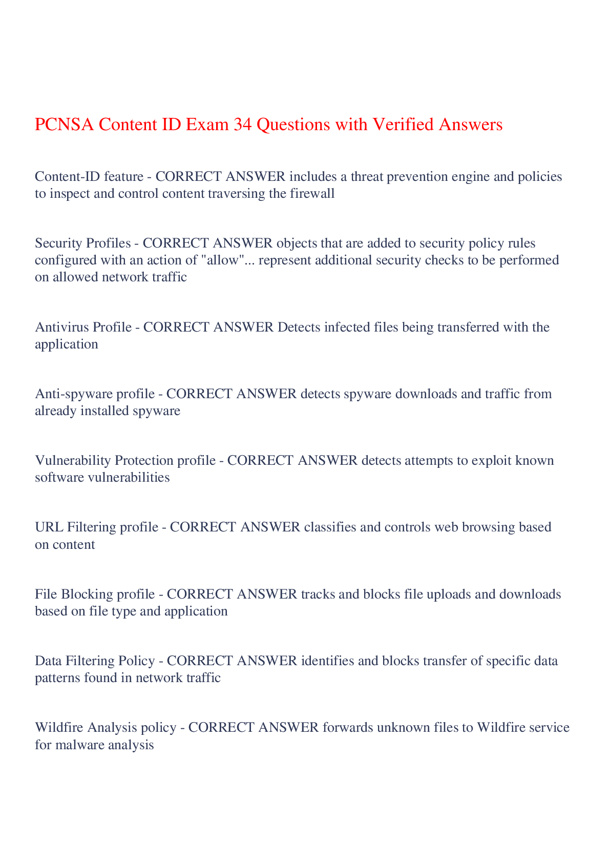 Preview image of PCNSA Content ID Exam 34 Questions with Verified Answers,100% CORRECT document