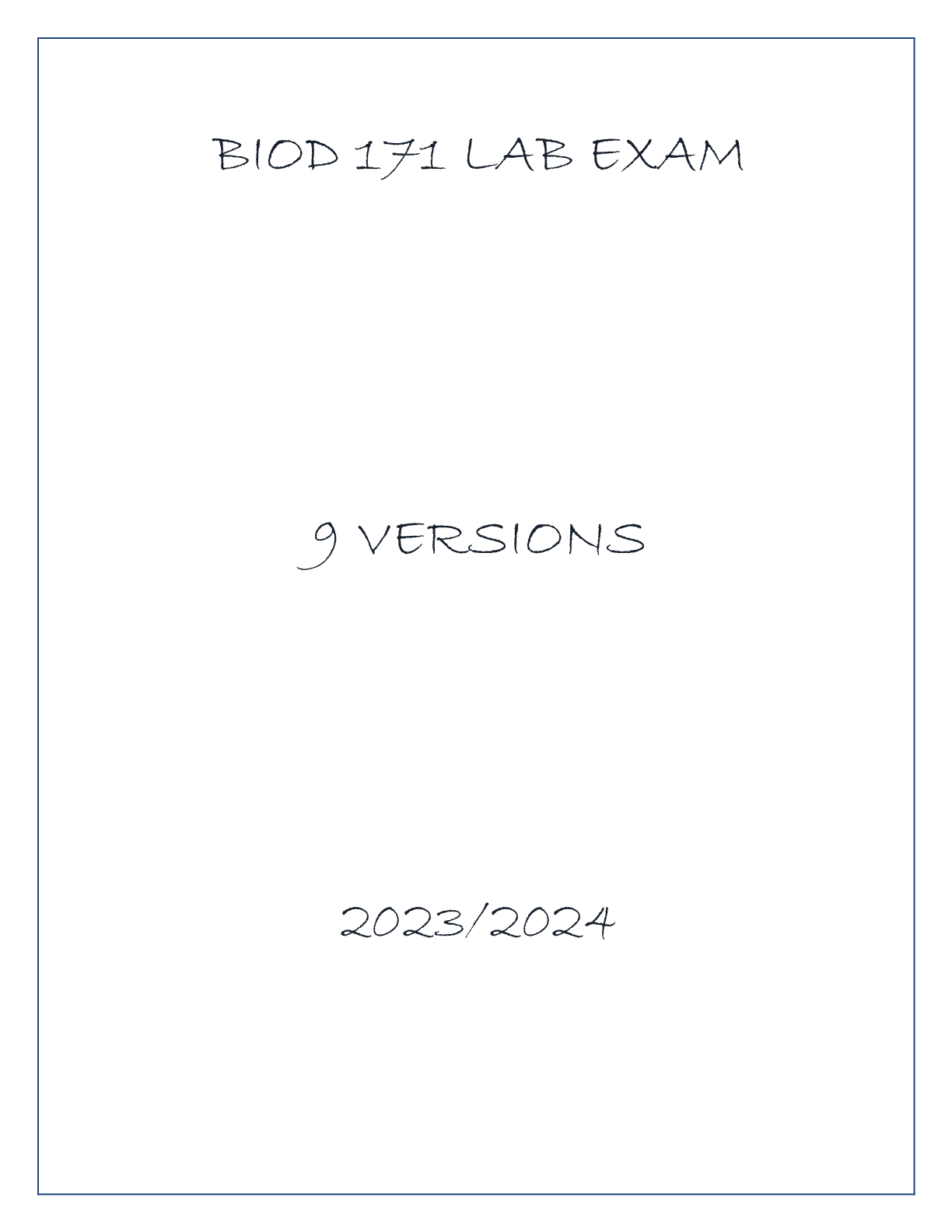Preview of BIOD 171 LAB EXAM 9 VERSIONS 20232024