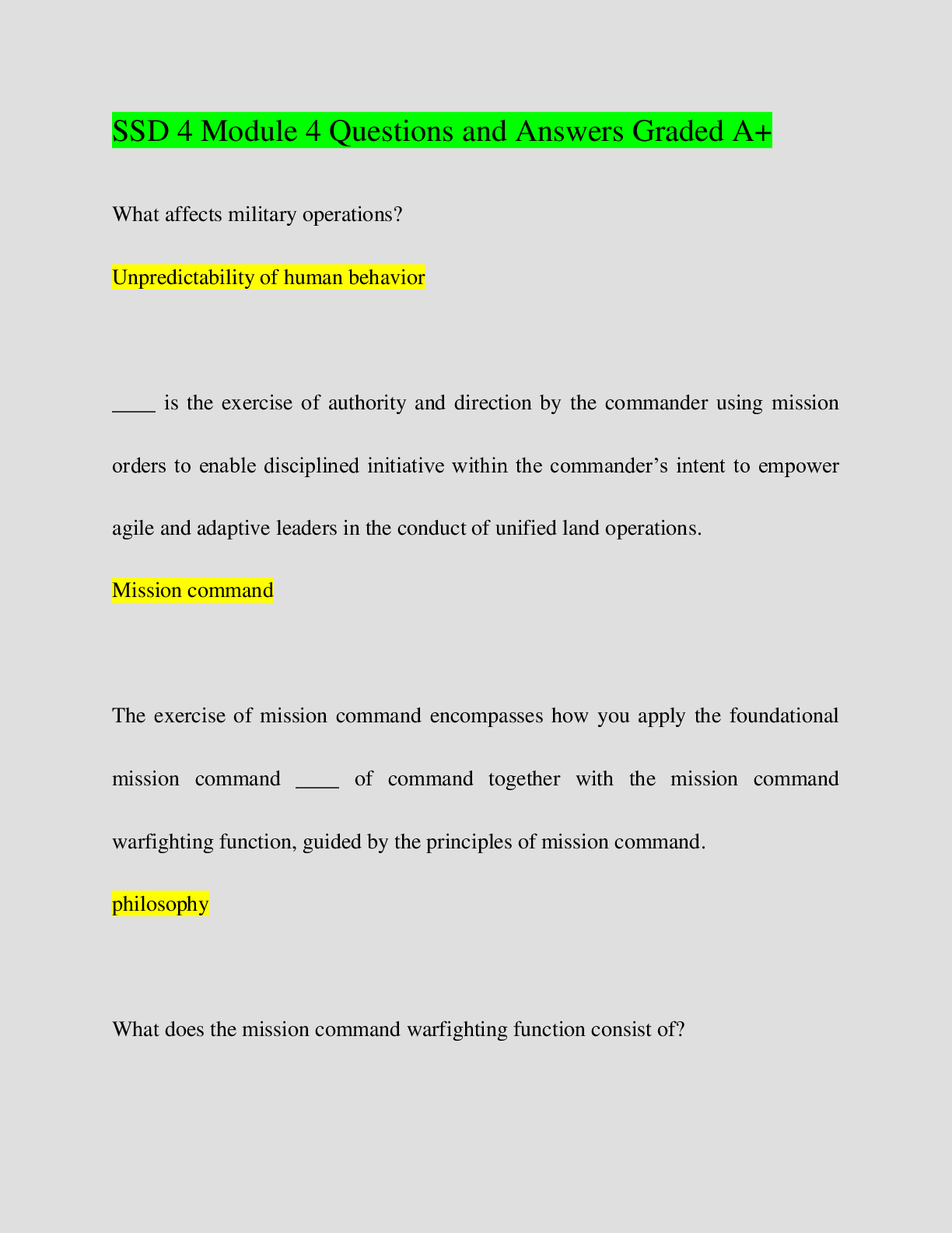 Preview image for SSD 4 Module 4 Questions and Answers Graded A+