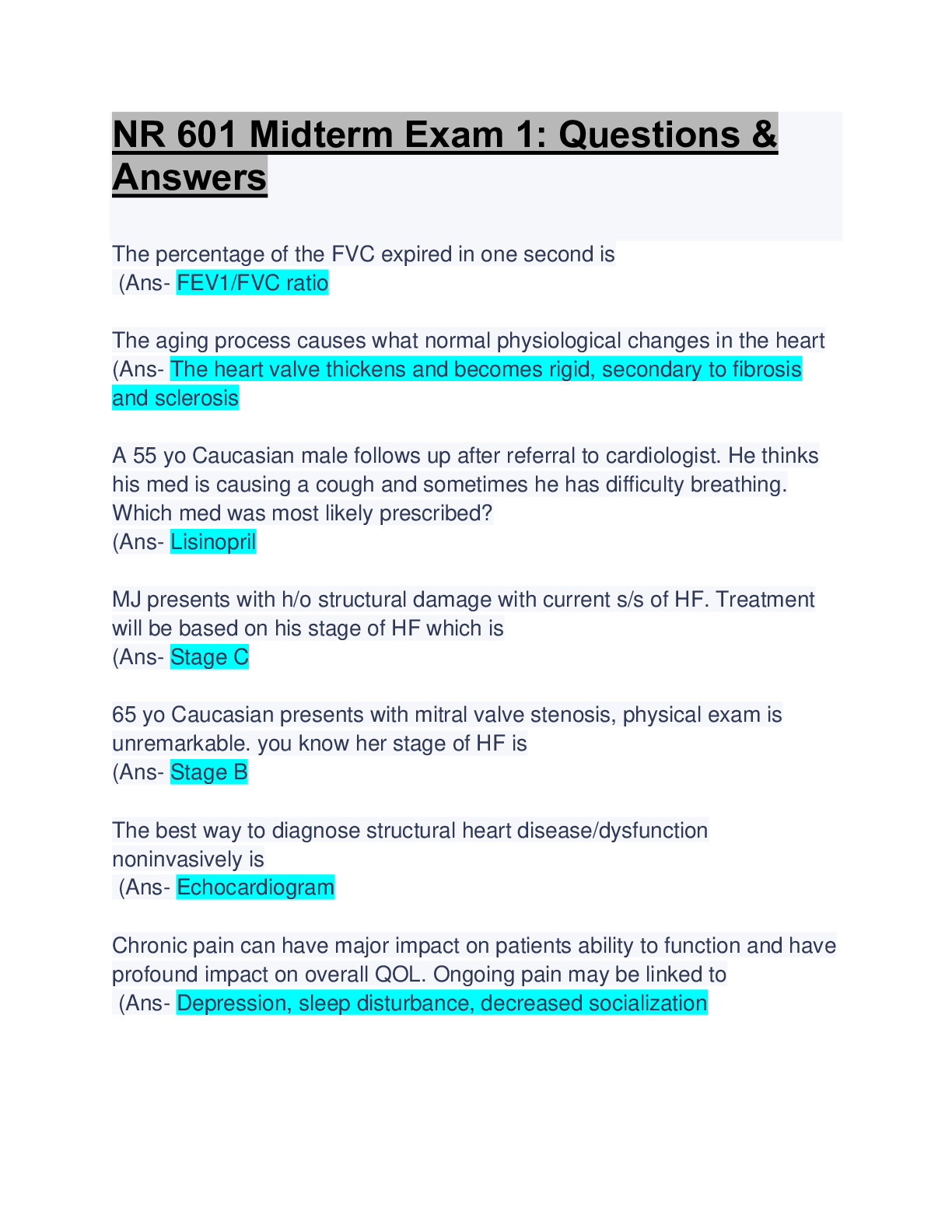 Preview image for NR 601 Midterm Exam 1: Questions & Answers: Updated A+ Guide Solution