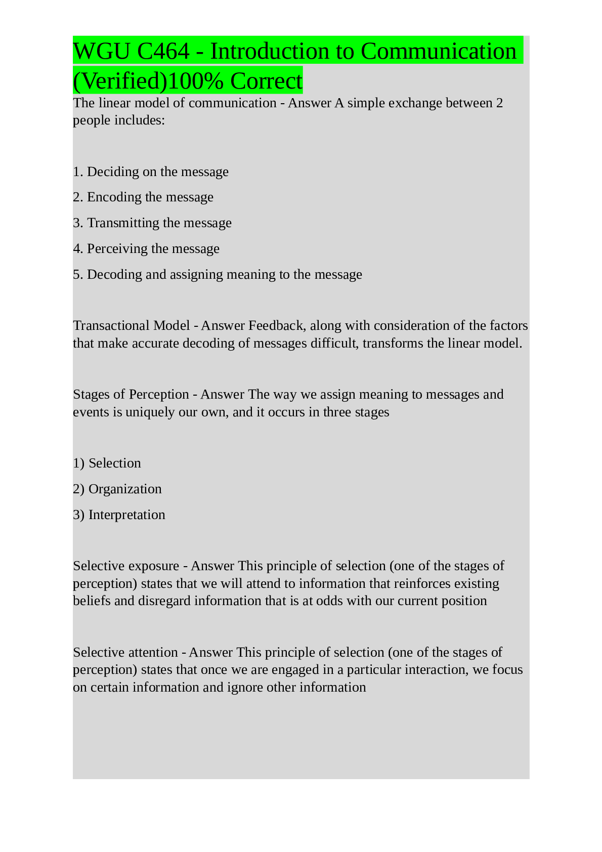 Preview image of WGU C464 - Introduction to Communication(Verified)100% Correct document