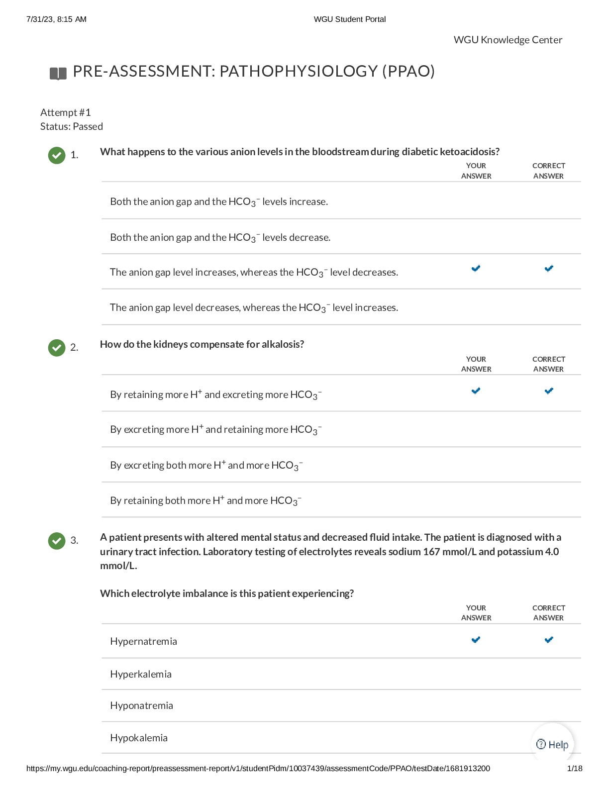 Preview of WGU D236 PRE-ASSESSMENT PATHOPHYSIOLOGY (PPAO 2023