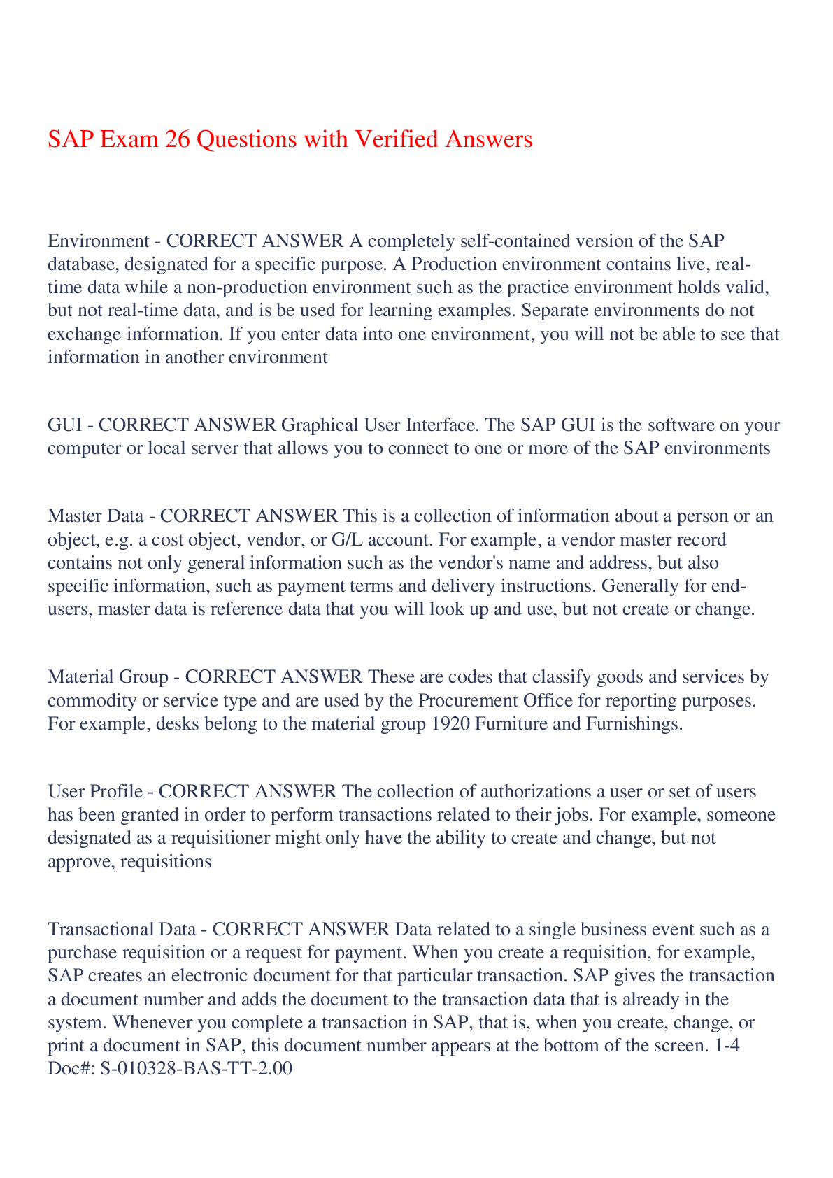 Preview image of SAP Exam 26 Questions with Verified Answers,100% CORRECT document