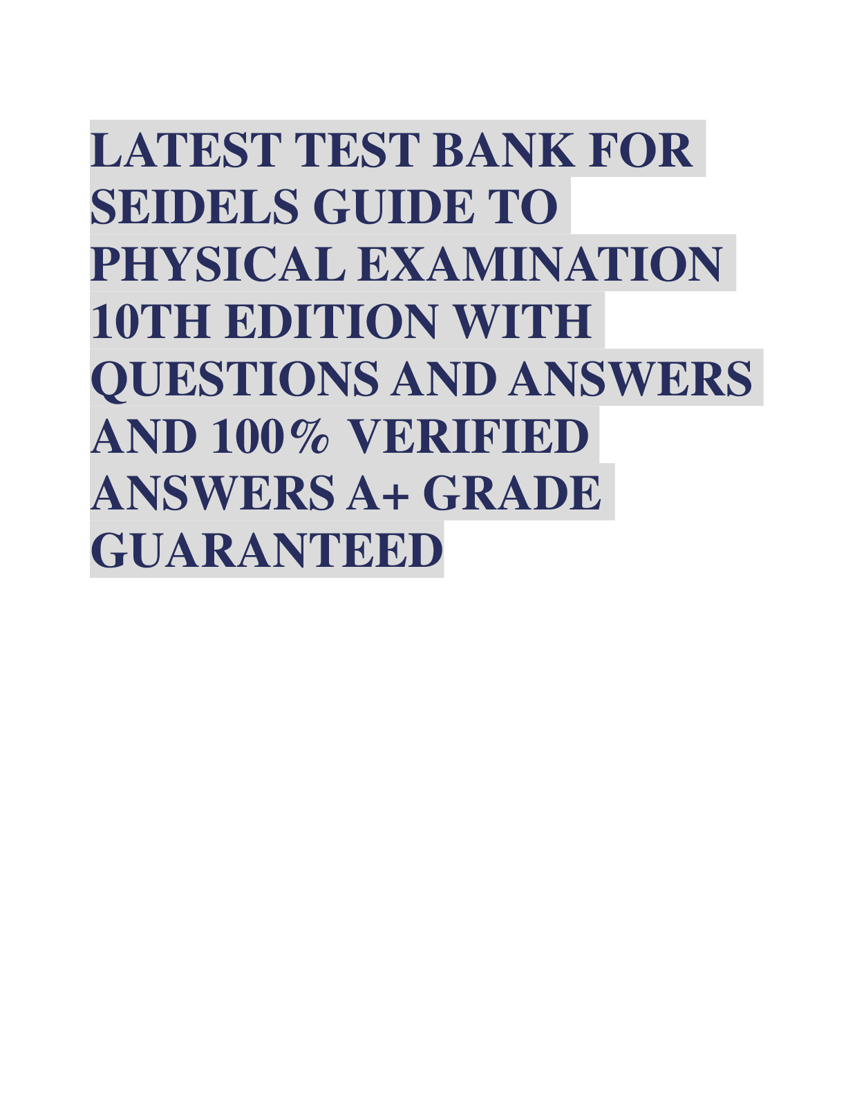 Preview image for SEIDELS GUIDE TO PHYSICAL EXAMINATION 10TH EDITION