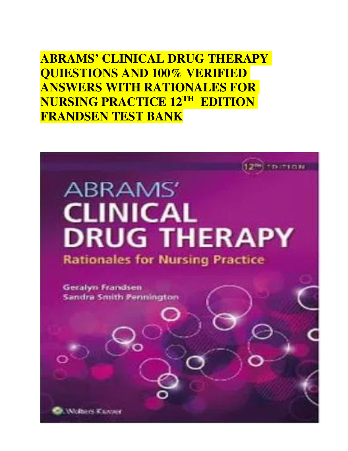 Preview image for ABRAMS’ CLINICAL DRUG THERAPY