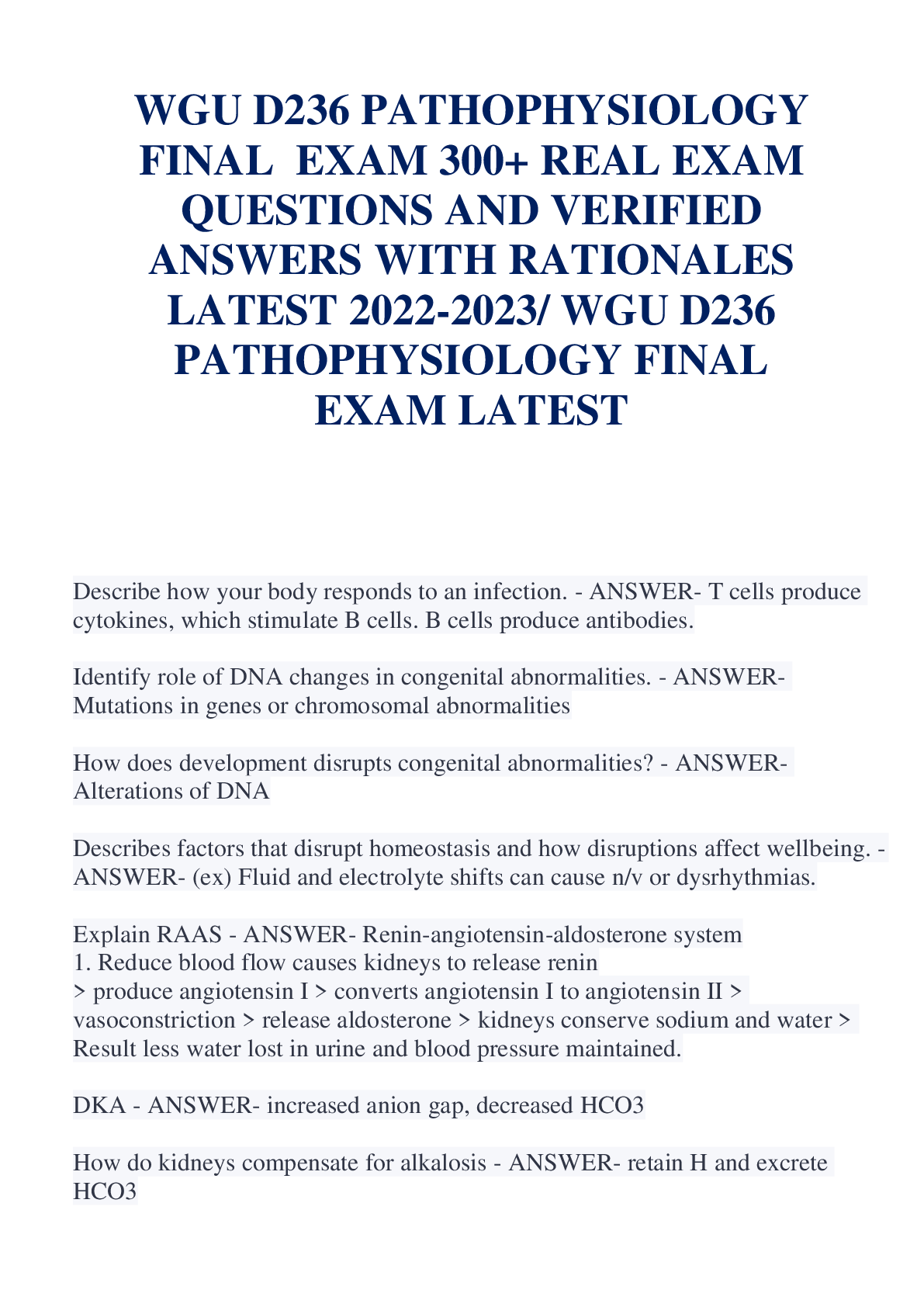 Preview image for WGU D236 PATHOPHYSIOLOGYFINALEXAM 300+ REAL EXAMQUESTIONS AND VERIFIEDANSWERS WITH RATIONALES