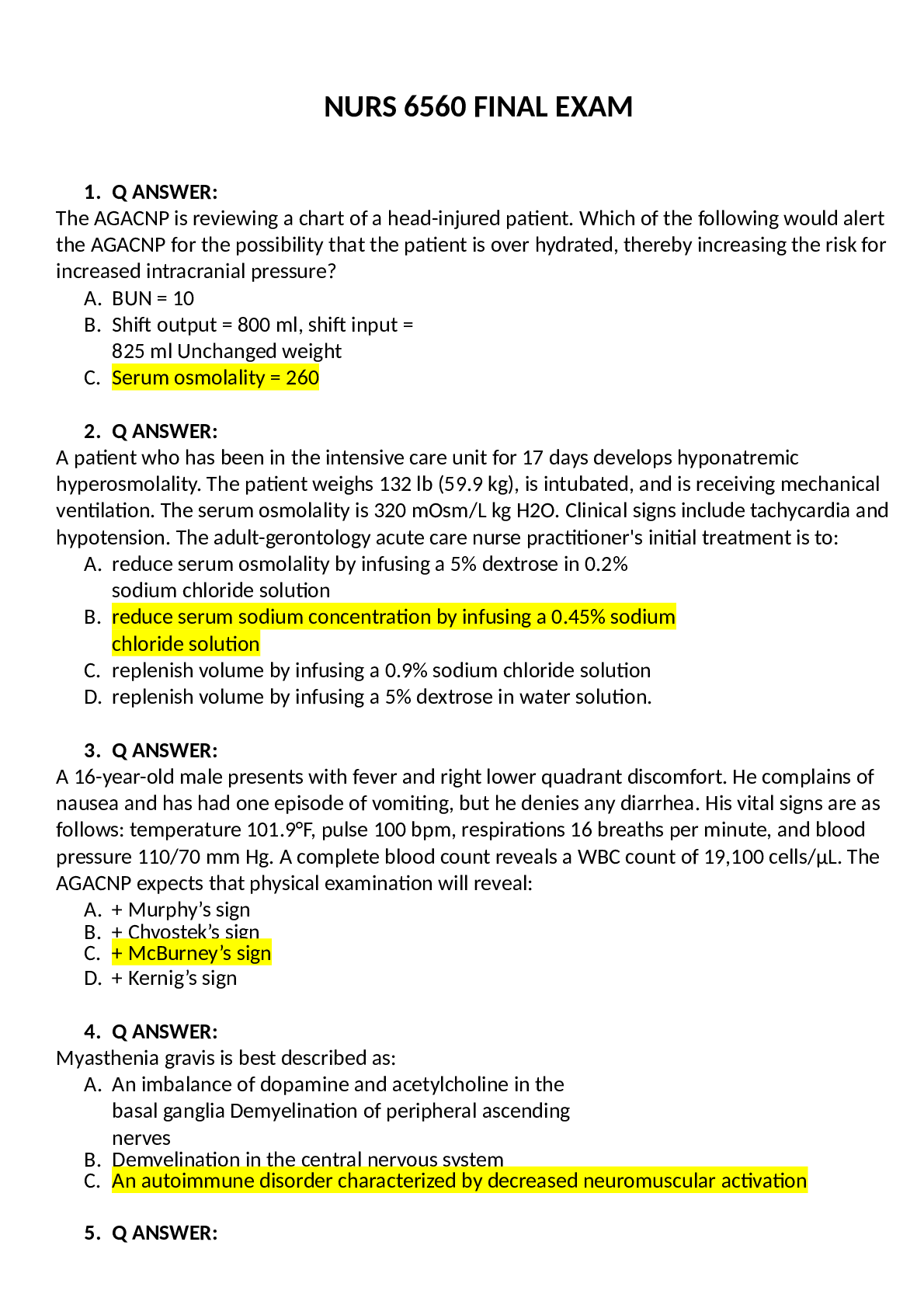 Preview image of NURS 6560 Final Exam (June) 2023 document