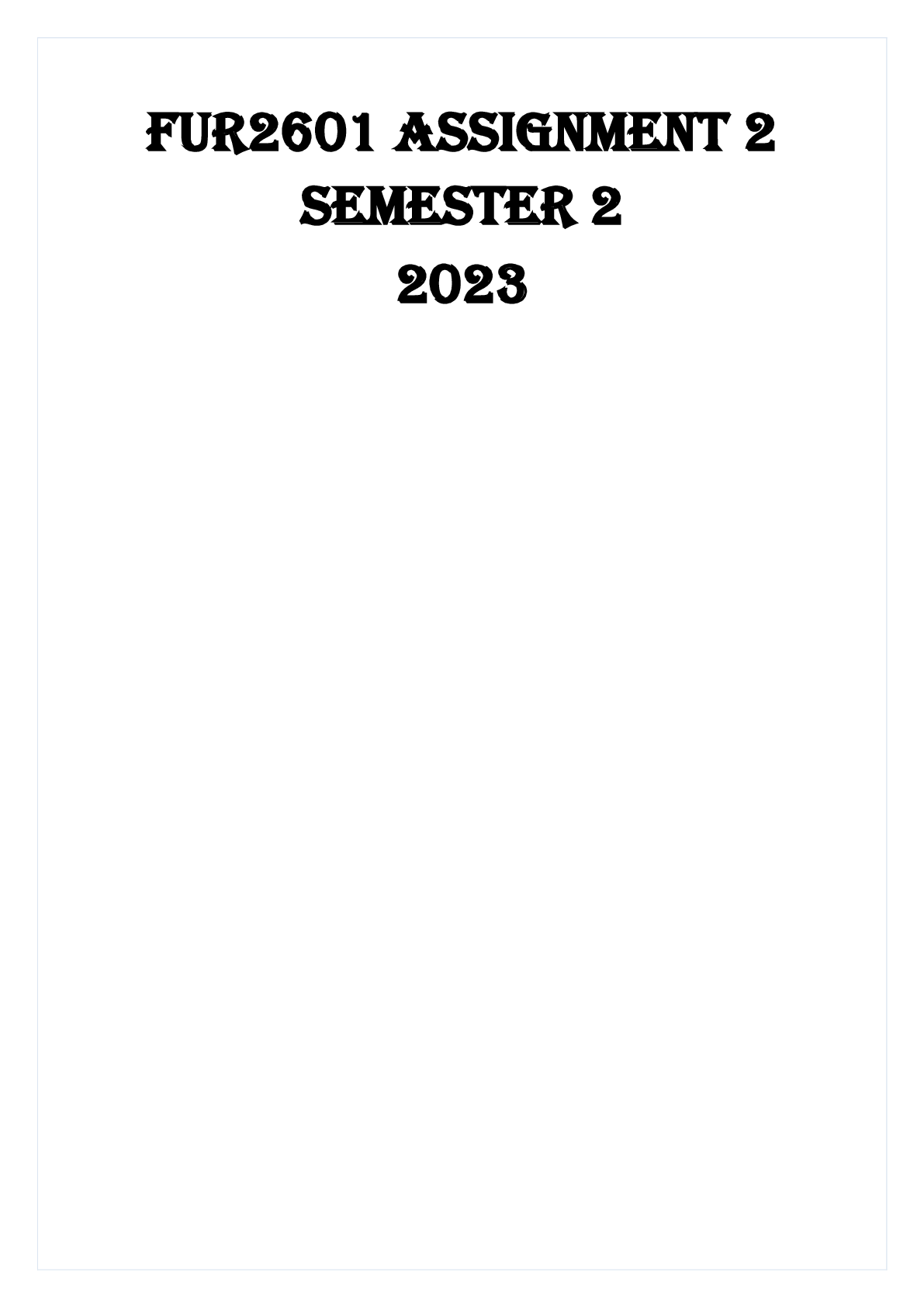 Preview image of FUR2601 ASSIGNMENT 2 SEM 2 2023 document