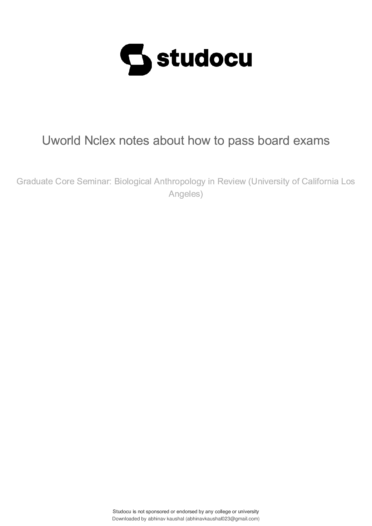 Preview of Uworld Nclex notes about how to pass board exams