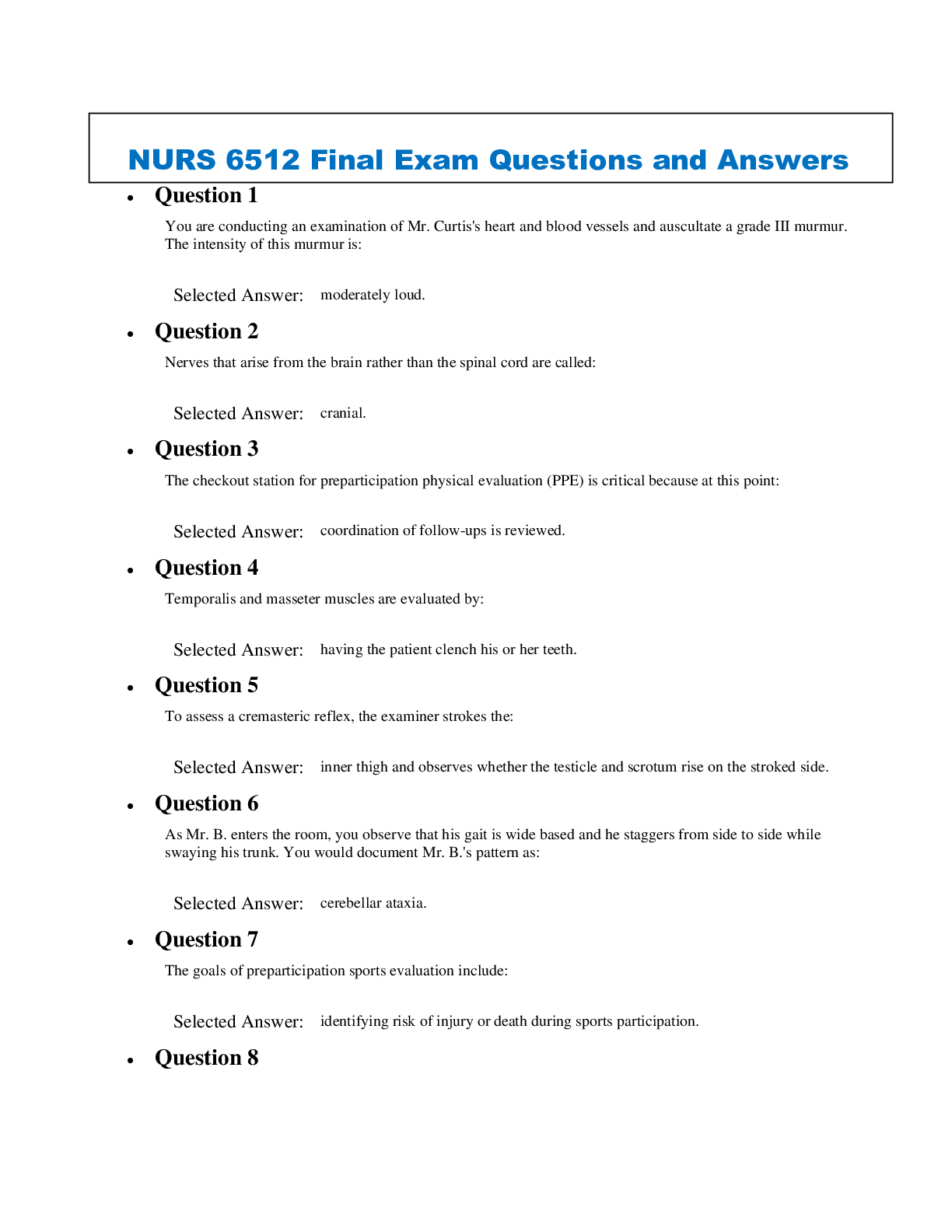 Preview image for NURS 6512 Final Exam Questions and Answers 2023