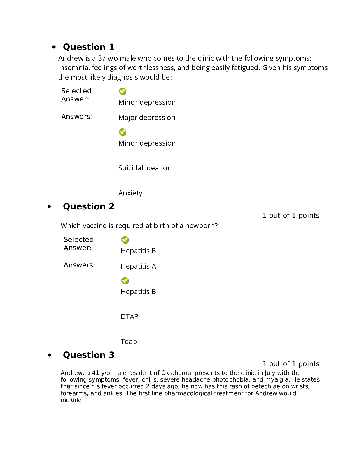 Preview of NRNP 6568 quiz 7 Answered