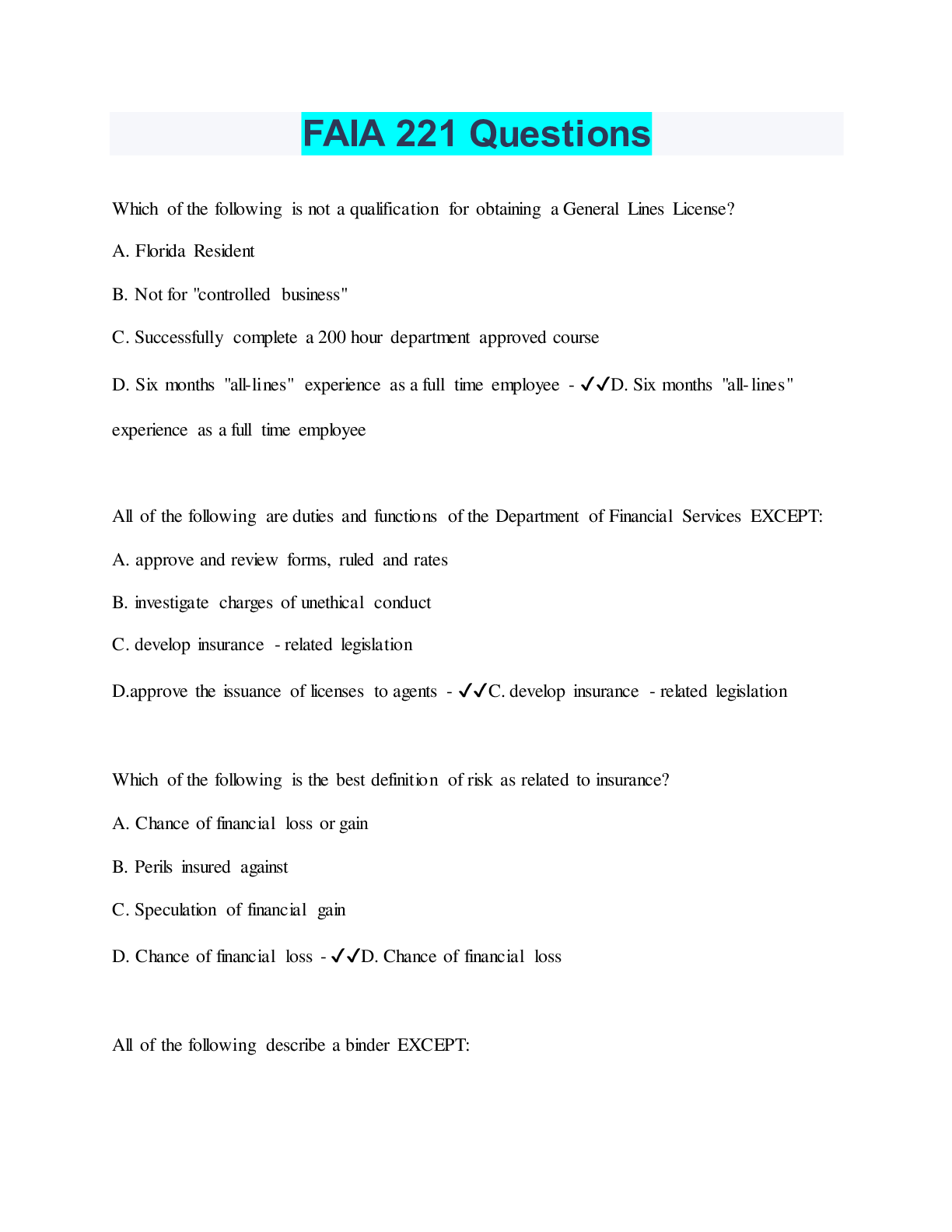 Preview image for FAIA 221 Questions