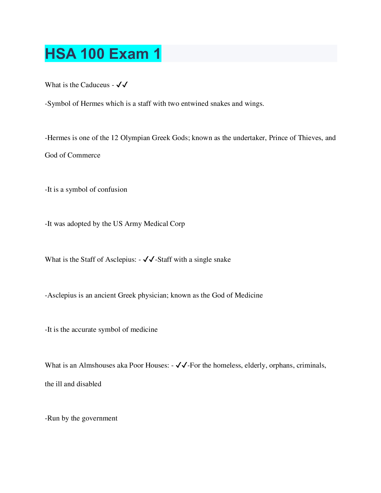 Preview image for HSA 100 Exam 1